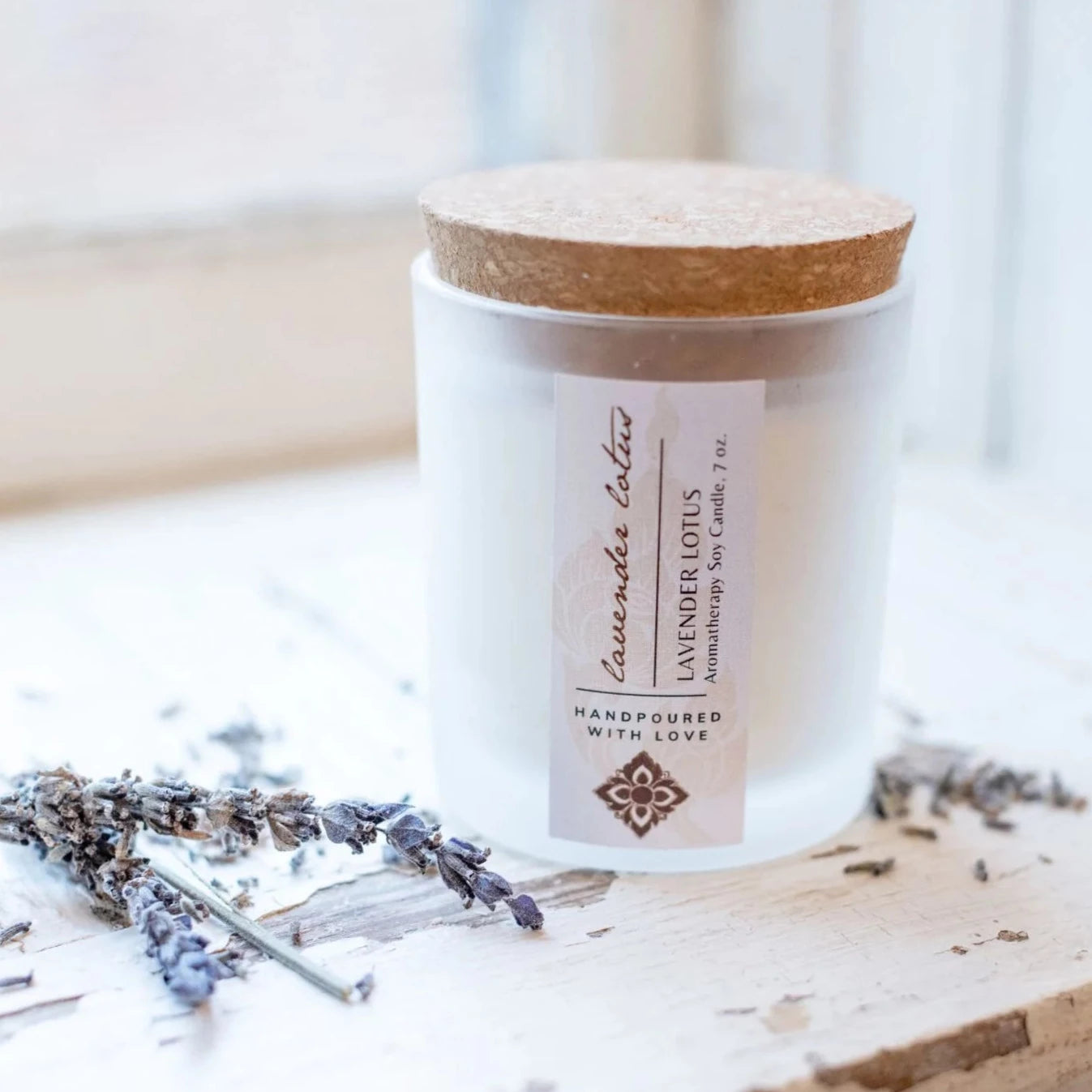 Lavender Lotus Soy Wax Aromatherapy Candle - Relaxing Scent for Home, Spa, Yoga & Meditation - Natural Essential Oil Soy Candle for Stress Relief & Better Sleep