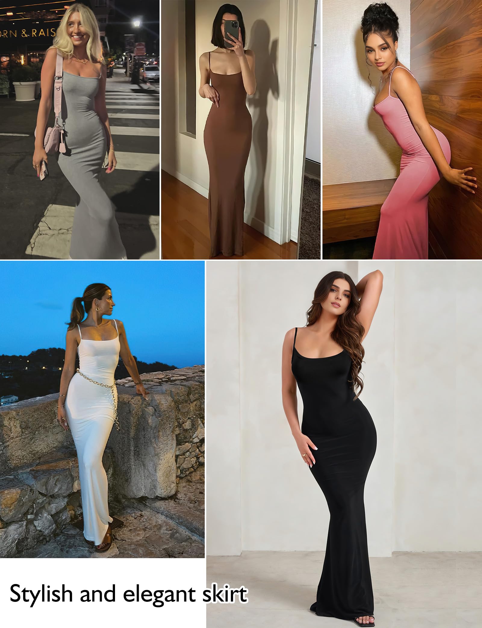 Women's Summer Bodycon Maxi Dress - Sleeveless Casual Long Dress with Spaghetti Straps for Elegant Evening Party & Night Out | 2025 Fashion Trend | Perfect for Beach, Vacation, and Date Night