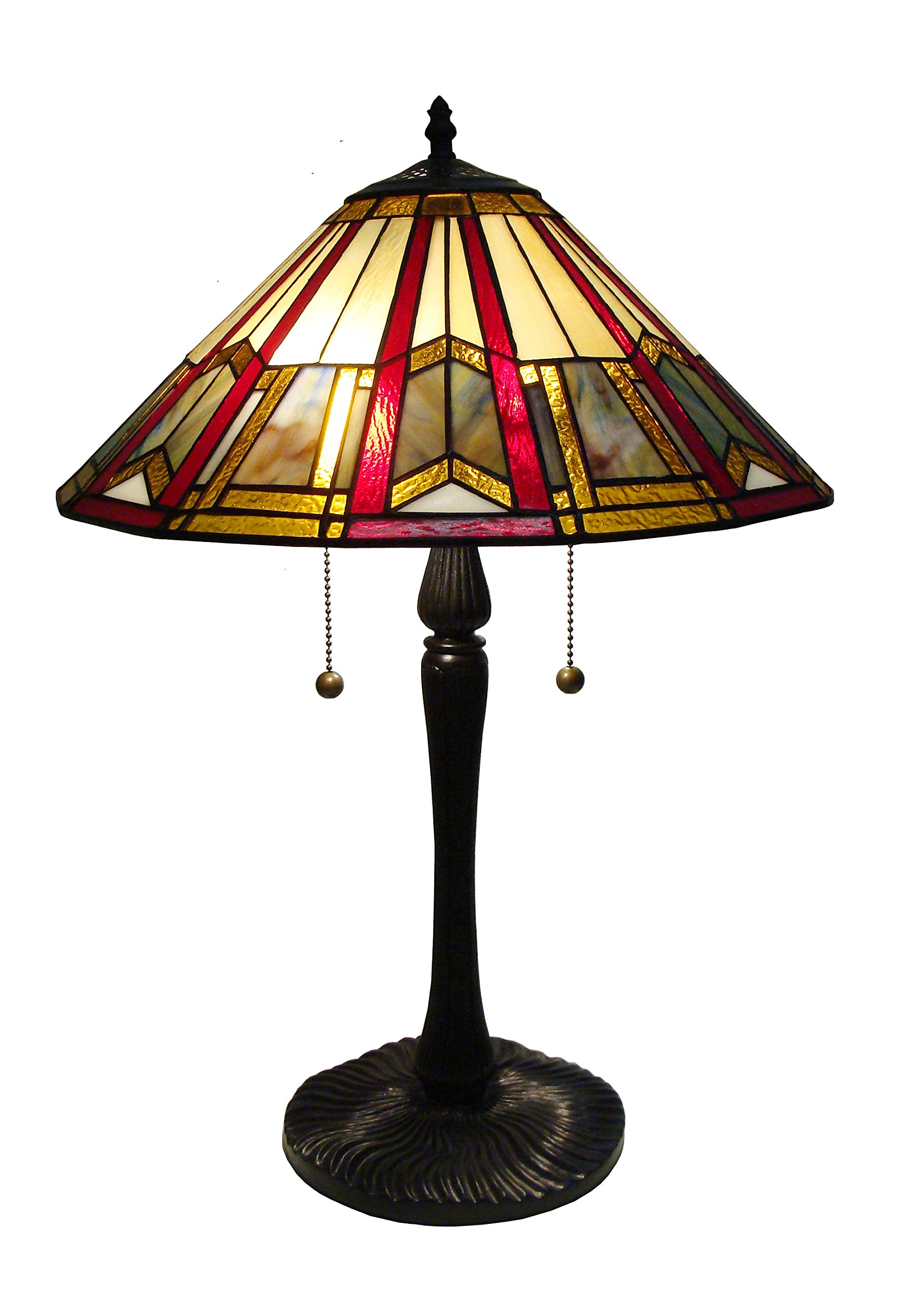 Tiffany Table Lamp - 16x23 Inch Handcrafted Stained Glass with 217 Glass Cuts | Vintage Style Decorative Lighting for Living Room, Bedroom & Office