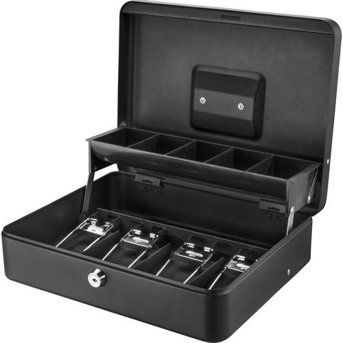 Barska CB13054 12-Compartment Cash Box with Key Lock - Secure Money Storage for Small Business, Retail Store & Home Office Use