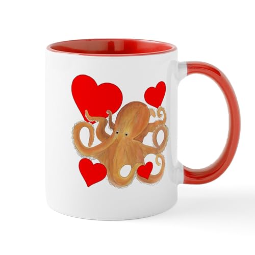 White/Red Inside - Valentine Octopus Mug