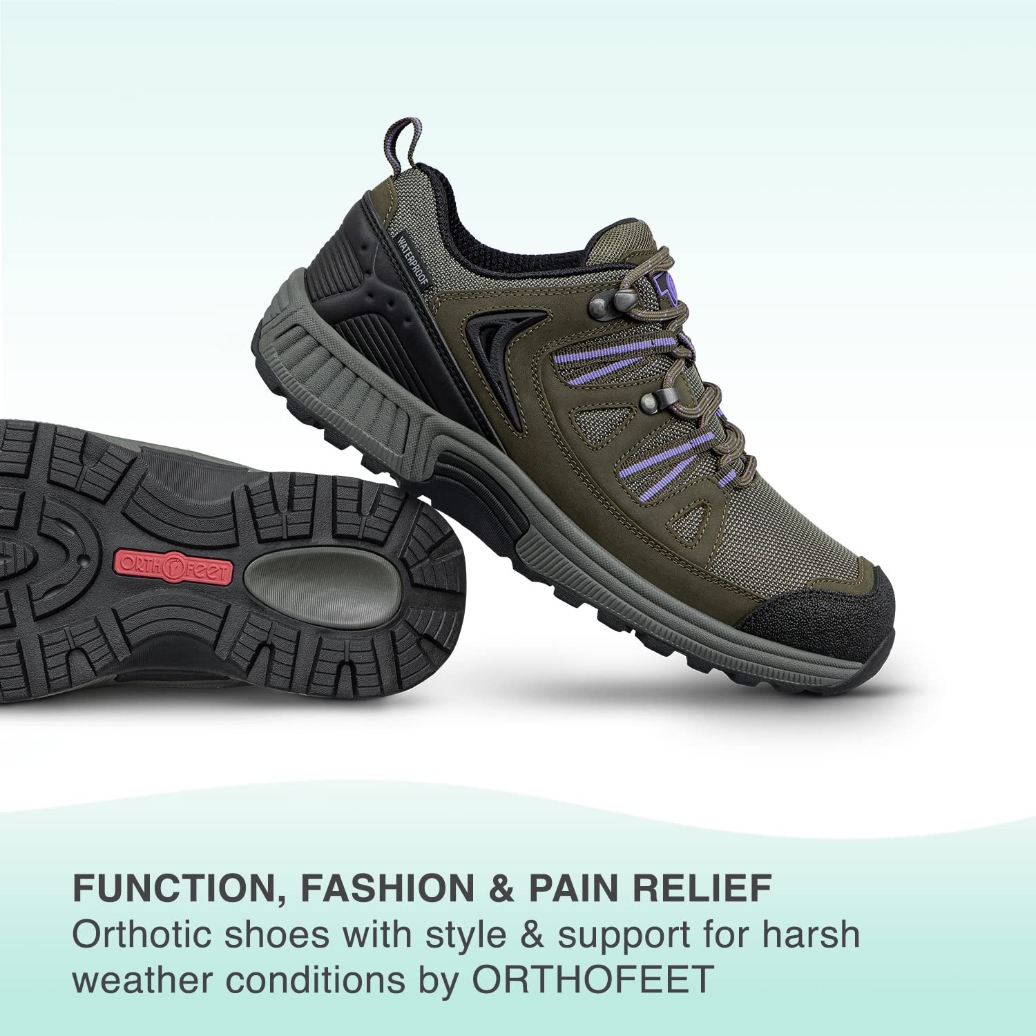 Orthofeet Women's Orthopedic Walking Shoes - Waterproof Sneakers for Plantar Fasciitis, Arch Support & Pain Relief - Comfortable Slip-Resistant Casual Shoes for Work, Travel & Everyday Wear