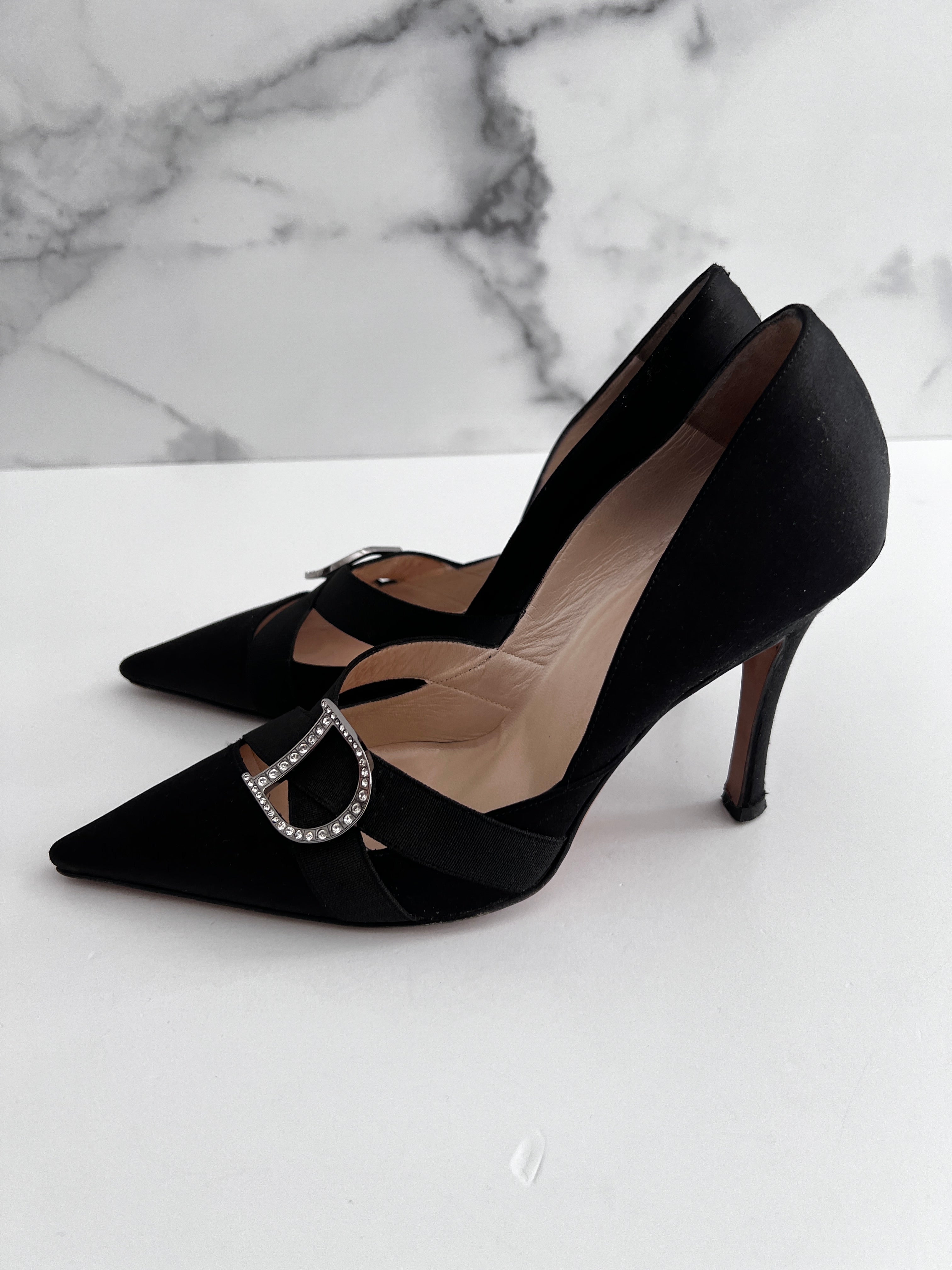 Dior Black Satin Heels for Women - Luxury High Heel Pumps for Evening Parties & Formal Events