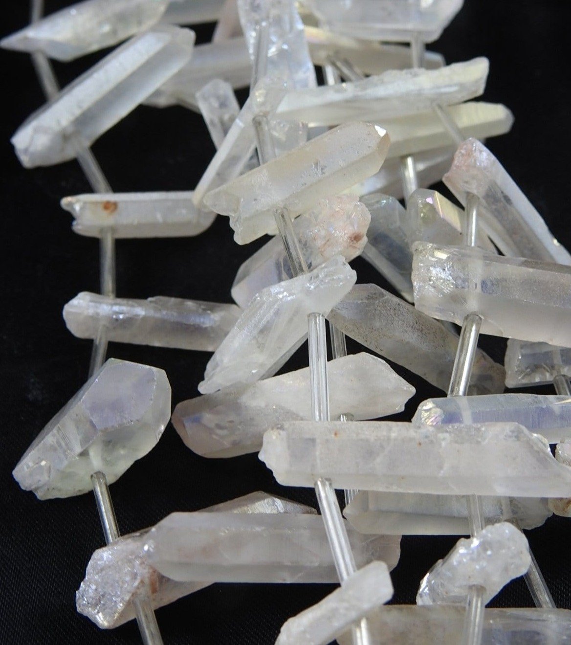 Angel Aura Quartz Natural Drilled Strand Beads - Healing Crystal Jewelry Making Supplies for Necklaces, Bracelets & Spiritual Crafts