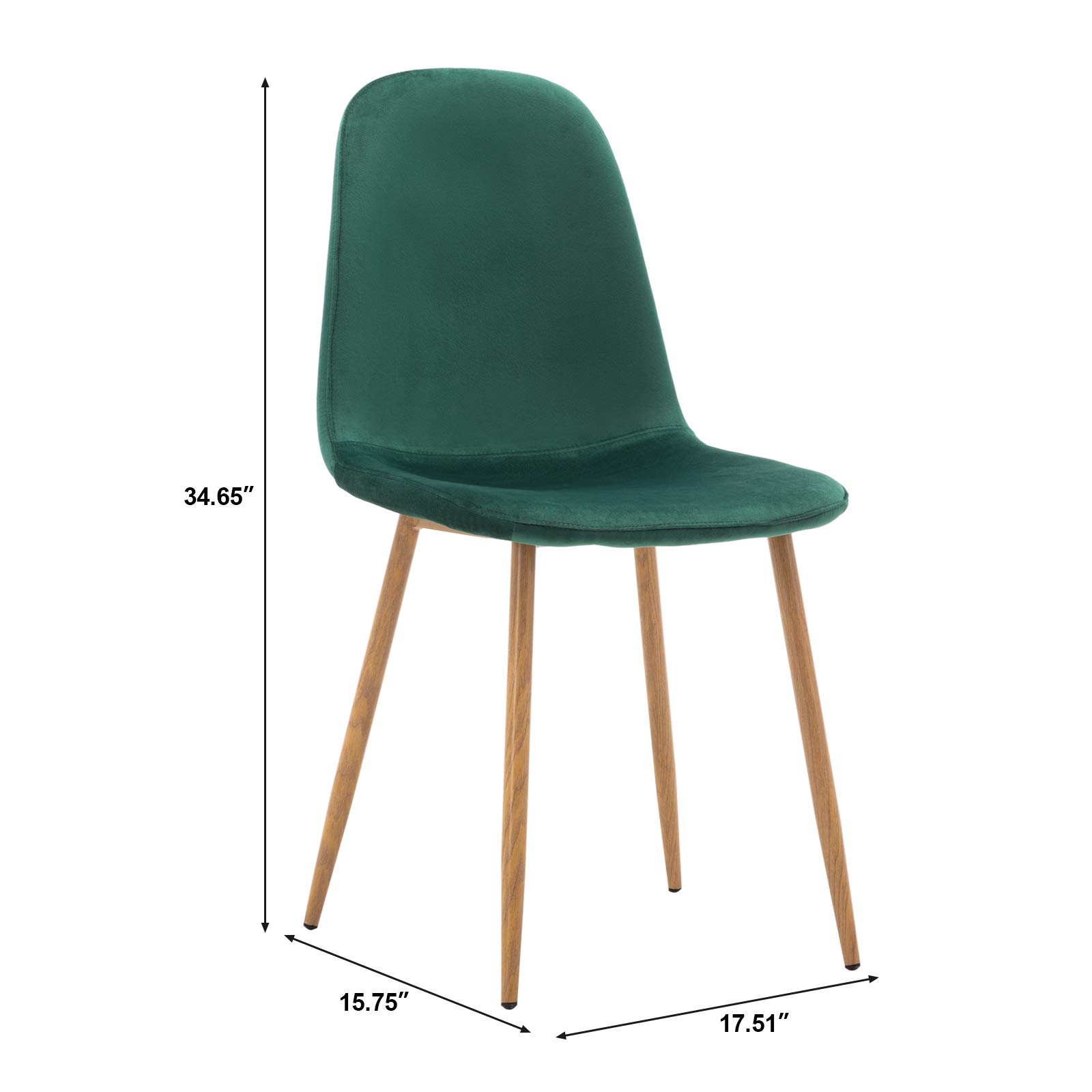 Mid Century Modern Dining Chairs Set of 4 - Velvet Upholstered Accent Chairs with Flannelette Cushion & Metal Legs for Kitchen, Dining Room, Club or Guest Seating - Perfect for Entertaining, Family Meals and Stylish Home Decor