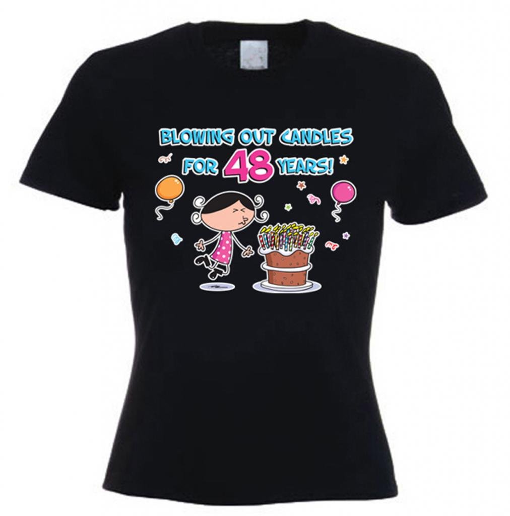 Women's 48th Birthday Tribal T-Shirt - Funny 'Blowing Out Candles for 48 Years' Graphic Tee - Perfect for Birthday Parties & Celebrations