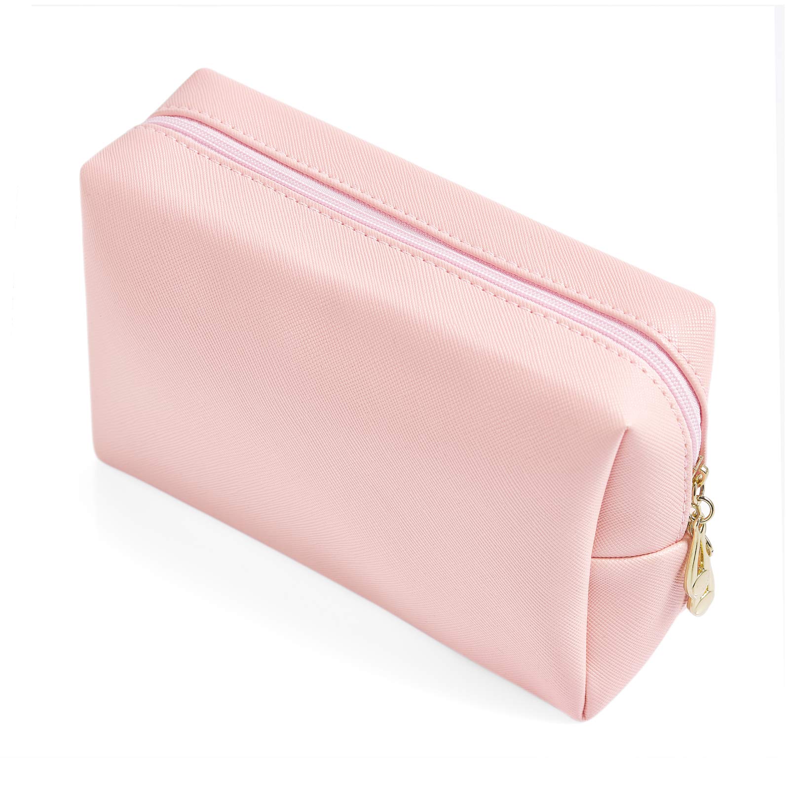 Premium PU Leather Makeup Bag for Women - Waterproof Cosmetic Organizer, Minimalist Travel Toiletry Pouch with Zipper Closure (Rose Pink) | Perfect for Daily Use, Gym, Travel & Gift Giving