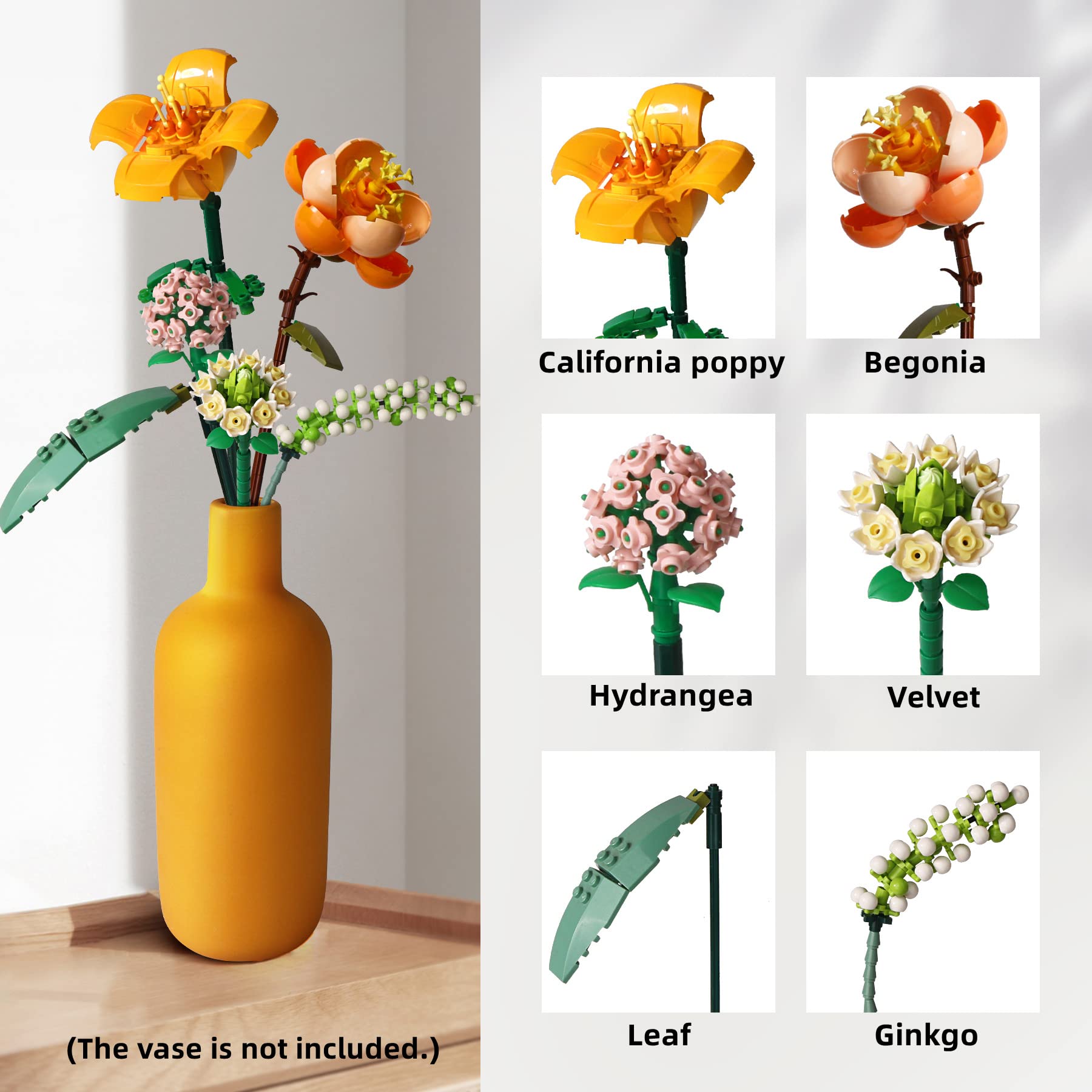 Mini Bricks Flower Bouquet Building Kit - 456PCS Artificial Botanical Collection for DIY Home Decor, Unique Gift for Girls Ages 8-12 | Perfect for Birthday Presents, Room Decoration & Creative Play (Not Lego Compatible)