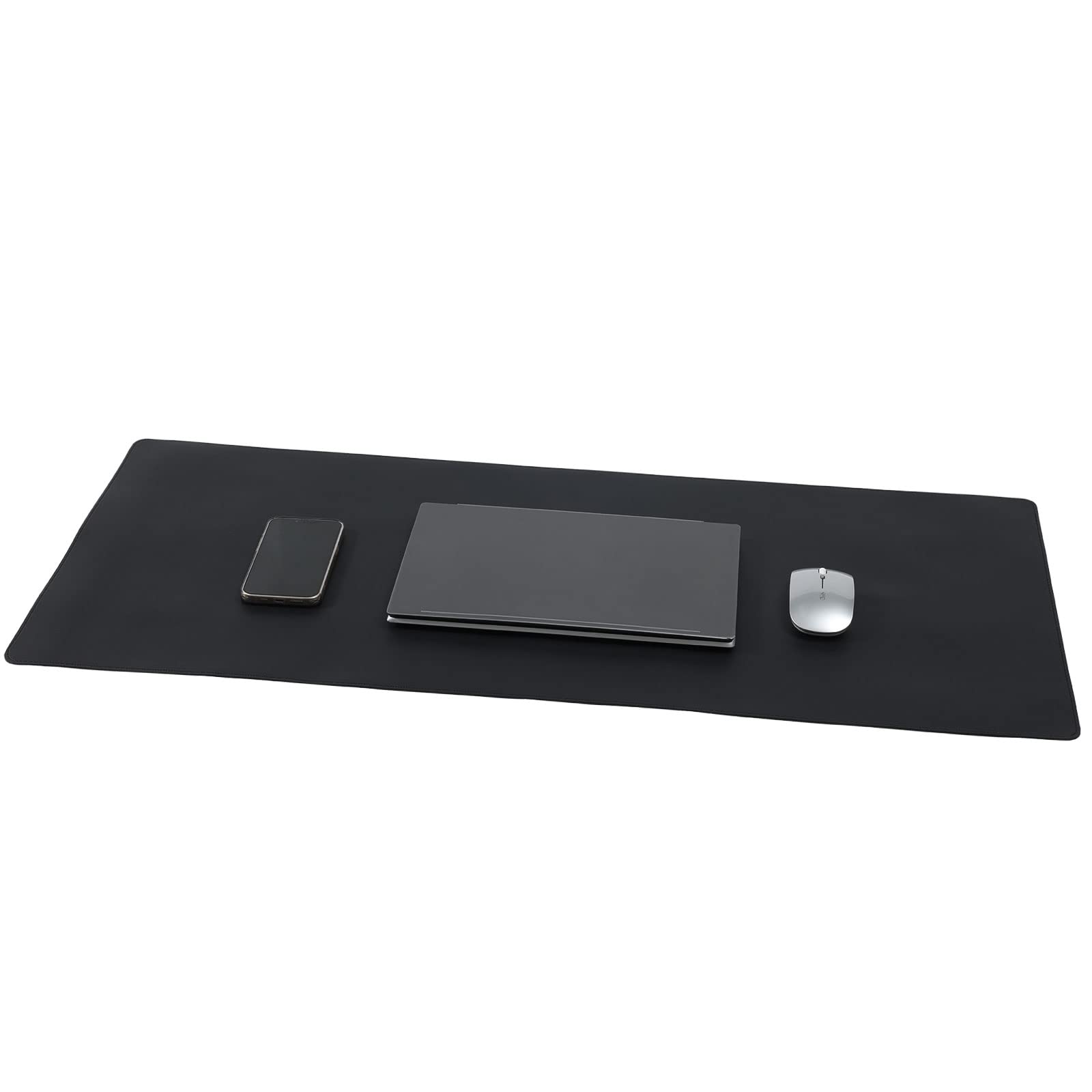 36x17 Inches PU Leather Desk Pad with Non-Slip Base - Waterproof Office Desk Mat Protector & Large Mouse Pad - Black - Perfect for Home Office, Gaming Setup, and Workspace Decor