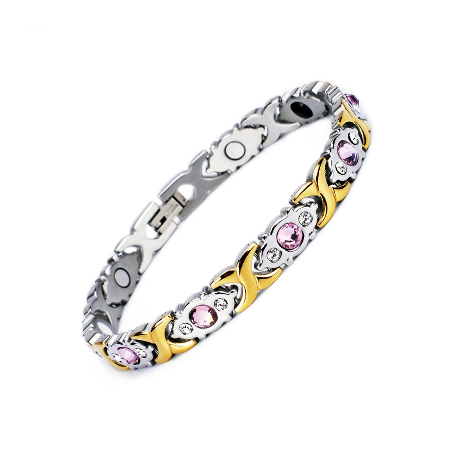 Magnetic Therapy Bracelet for Women - Hematite Menopause Relief Bracelet for Hot Flashes & Anxiety - Elegant Gold & Silver Magnetic Jewelry for Stress Relief - Perfect for Daily Wear & Wellness Gifts (1pc)