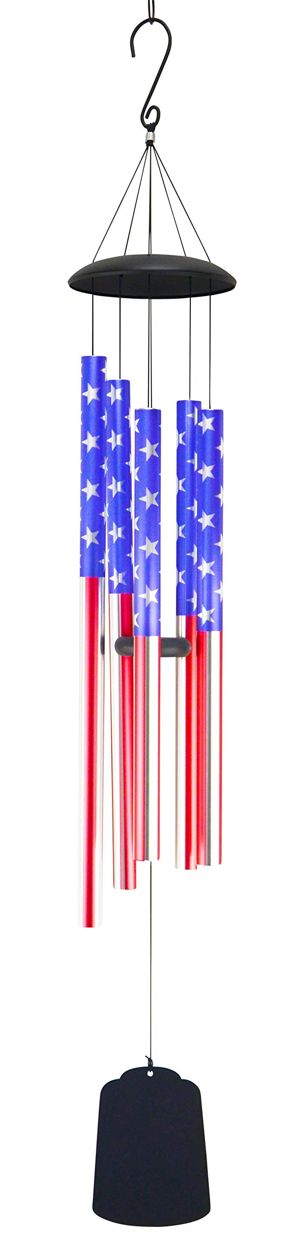 Large Patriotic Wind Chime with USA Flag Design - Outdoor Garden Decor for Porch, Patio & Backyard