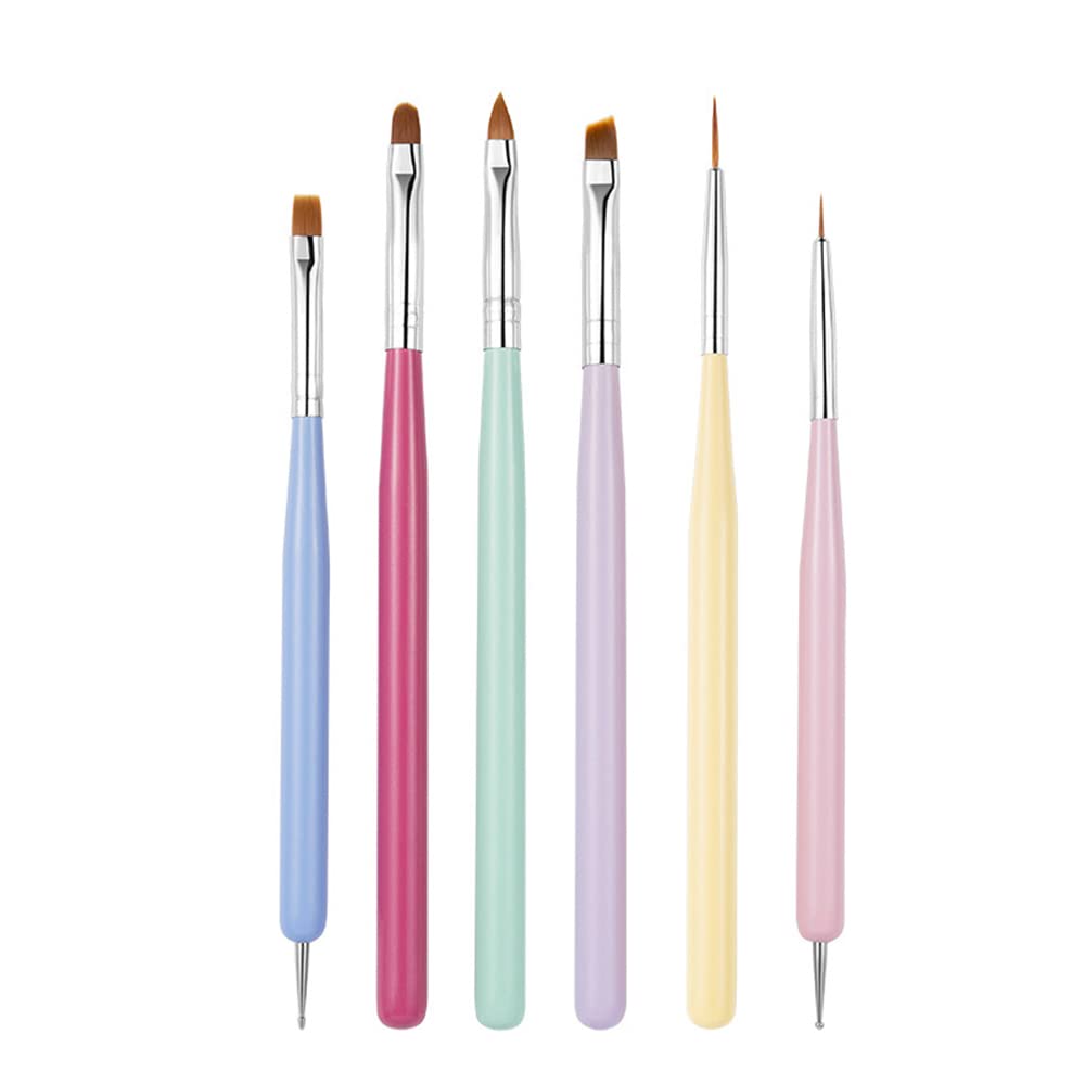 6Pcs Professional Nail Art Brush Set for Gel Polish - Manicure Painting Tools with Fine Tips for Nail Design, DIY Home Salon & Professional Use