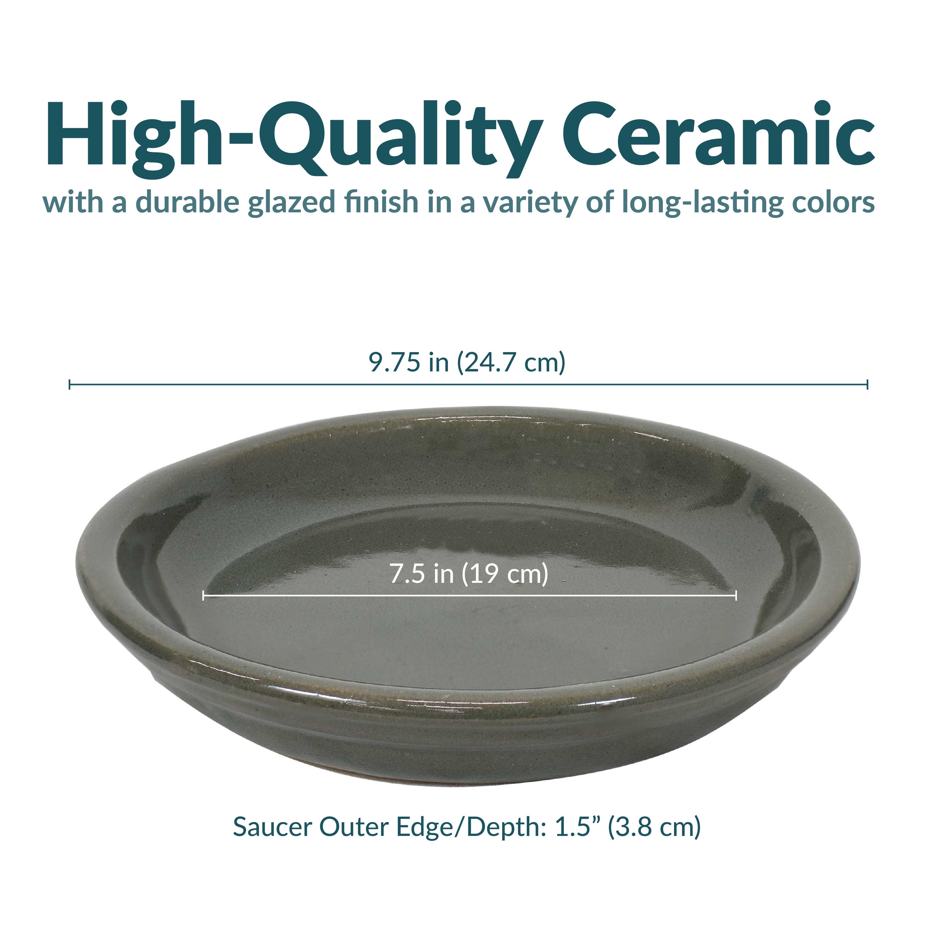 Sunnydaze Set of 4 Glazed Ceramic Plant Saucers - Drip Trays for Indoor & Outdoor Potted Plants, Flower Pots, and Garden Decor