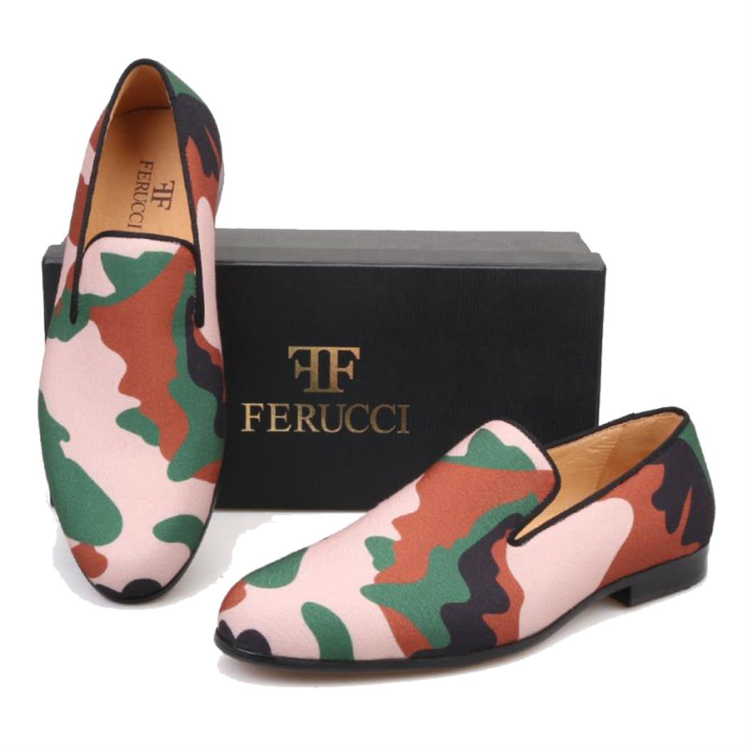 FERUCCI Handmade Men's Camouflage Slippers - Comfortable Flat Loafers for Indoor/Outdoor Wear - Perfect for Home, Lounge & Casual Outings