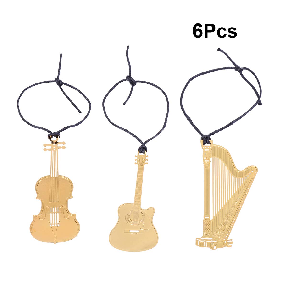 6-Piece Metal Bookmarks Set - Musical Instrument Themed Book Markers for Music Lovers | Perfect for Reading, Gifts, and Book Club Accessories