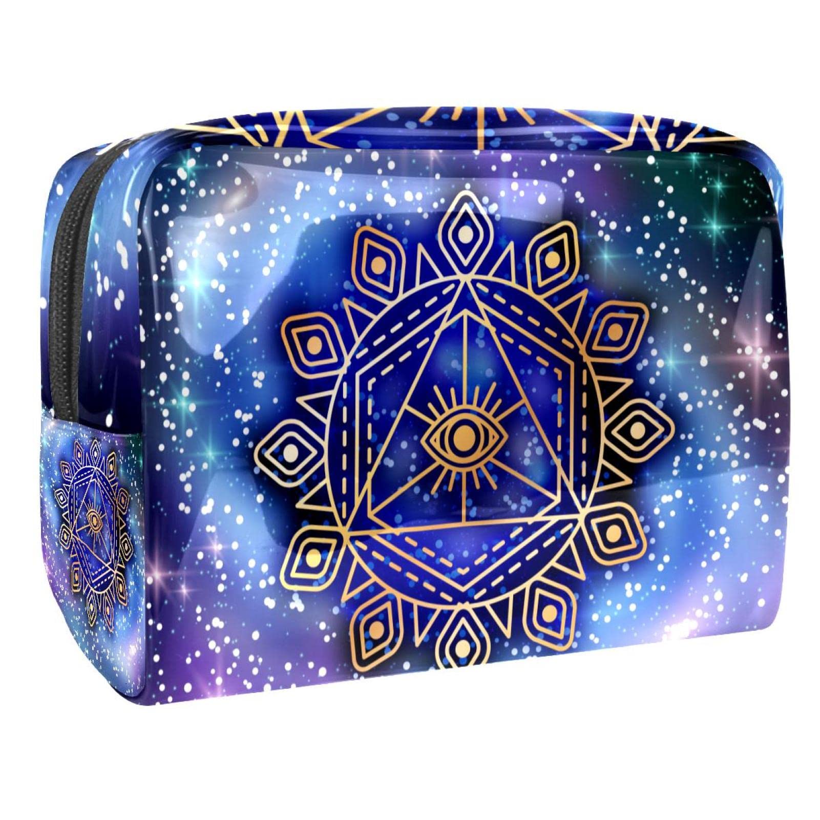 Purple Geometric Star Cosmetic Bag - Waterproof PVC Travel Makeup Organizer for Women & Girls (18.5x13x7.5cm) | Perfect for Vacation, Gym & Daily Essentials Storage