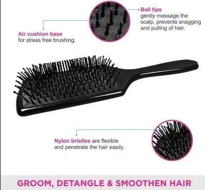VNZ Round Hair Brush with Soft Nylon Bristles - Detangling & Styling Comb for Women & Men - Perfect for Blowouts, Curls & Everyday Hair Care