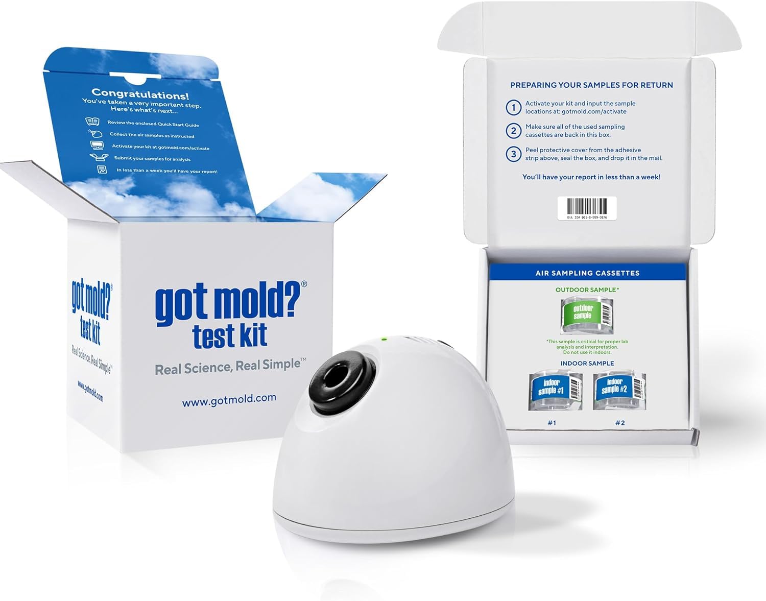 Professional Mold Test Kit for Home - 2 Room Air Quality Testing with Reusable BioVac™ Sampler | Accurate Mold Type & Quantity Analysis | Ideal for Basement, Bedroom & Office Air Safety