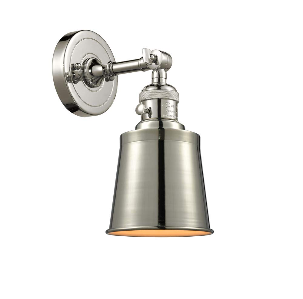 Innovations 203SW-PN-M9 Wall Sconce Light Fixture - 1 Light Bathroom Vanity Sconce with High/Low/Off Switch in Polished Nickel Finish - Perfect for Bedroom, Hallway, and Bathroom Lighting Decor