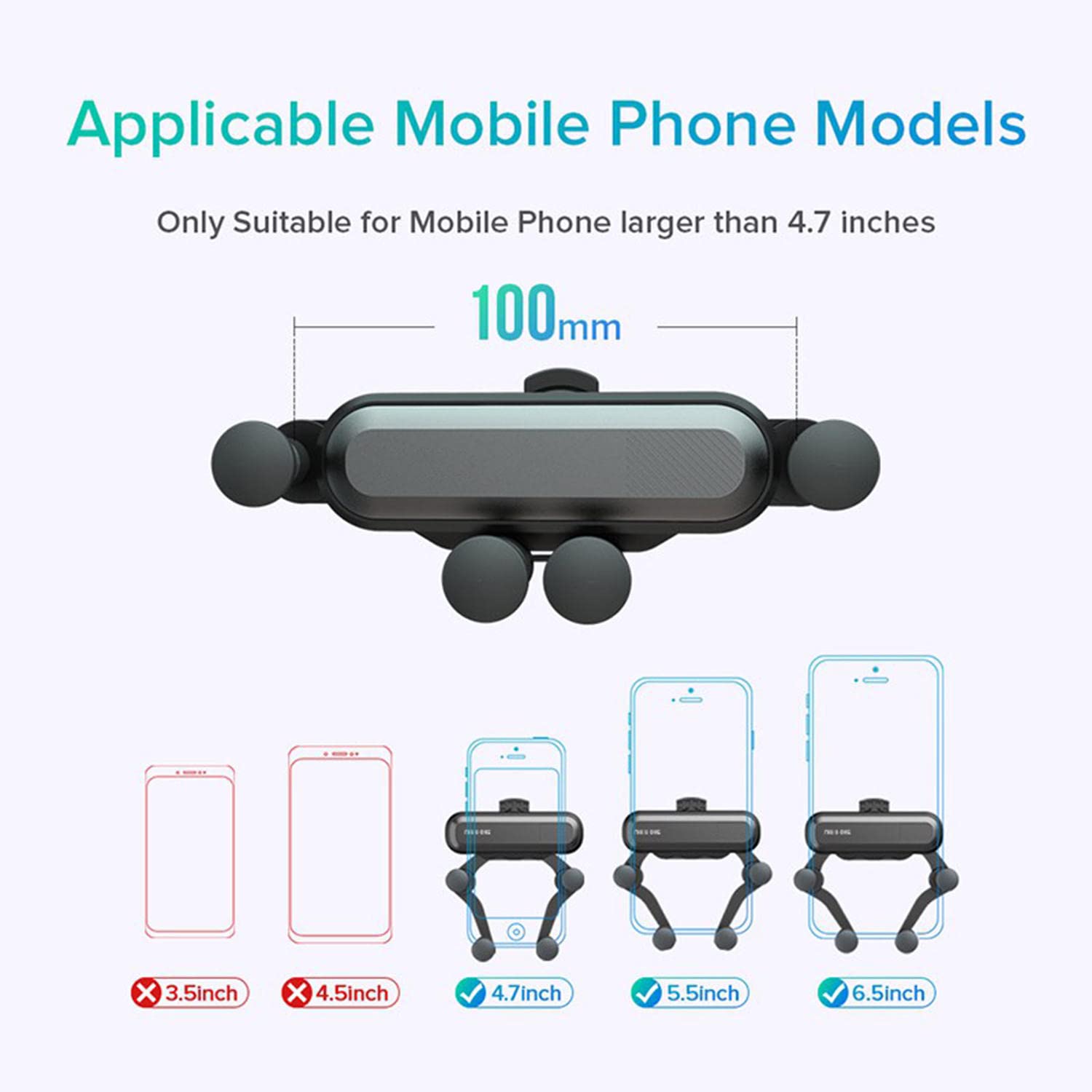 Universal Car Phone Holder Mount - Adjustable Gravity Phone Stand for iPhone, Samsung, Huawei, Xiaomi, Redmi & LG - Secure Smartphone GPS Car Mount for Hands-Free Driving & Navigation