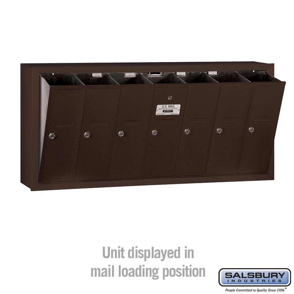 Salsbury Industries 3507ZSU Bronze Vertical Mailbox - USPS Approved 7-Door Surface Mount Mailbox for Home & Business Security - Perfect for Apartments, Offices & Residential Use