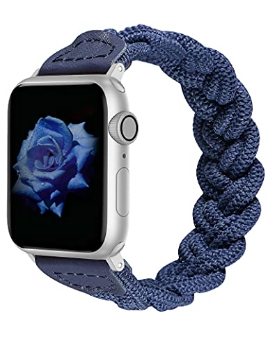 Stretchy Braided Solo Loop Band for Apple Watch 38mm 40mm 41mm 42mm 44mm 45mm 49mm - Soft Elastic Woven Bracelet Compatible with iWatch Series 8/7/6/5/4/3/2/1 & SE - Perfect for Workouts, Running & Everyday Wear