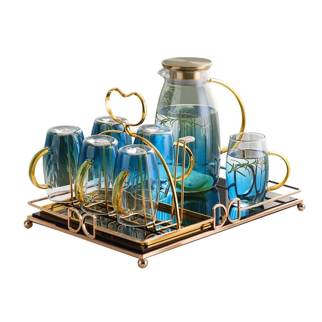 Premium Borosilicate Glass Pitcher Set - 2L Large Capacity, Heat & Cold Resistant, BPA-Free - Perfect for Iced Tea, Lemon Water, Juice & Refreshing Beverages at Home, Office or Parties