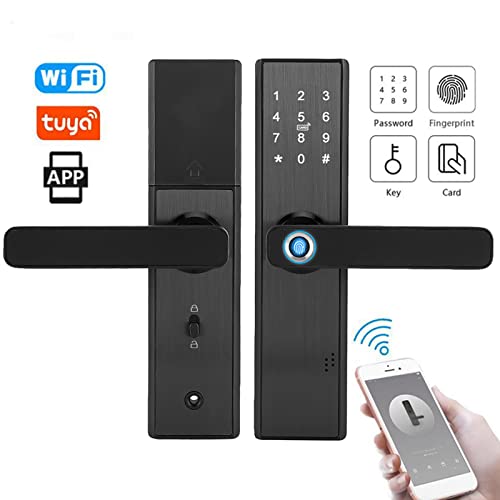 Smart Fingerprint Door Lock - Keyless Entry with Touchscreen, Password, IC Card & Mechanical Key Backup | Secure Home & Office Access Control for Enhanced Safety