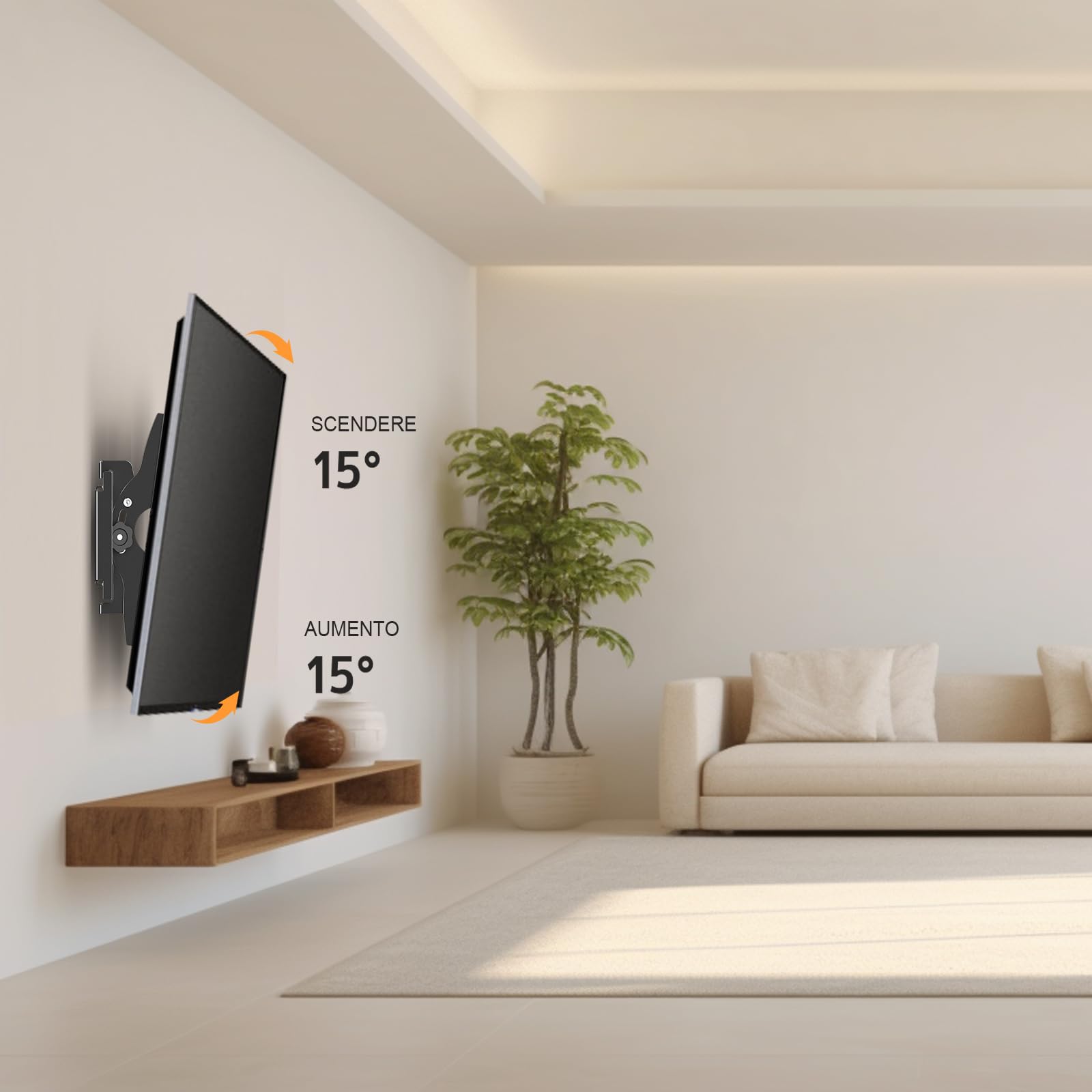 JXMTSPW Adjustable TV Wall Mount Bracket for 32-68 Inch Flat & Curved Screens - Supports LED, LCD, OLED TVs up to 60kg with Max VESA 400x400mm - Perfect for 40, 43, 50, 55, 60, 65 Inch TVs - Ideal for Living Room, Bedroom & Home Theater Setup