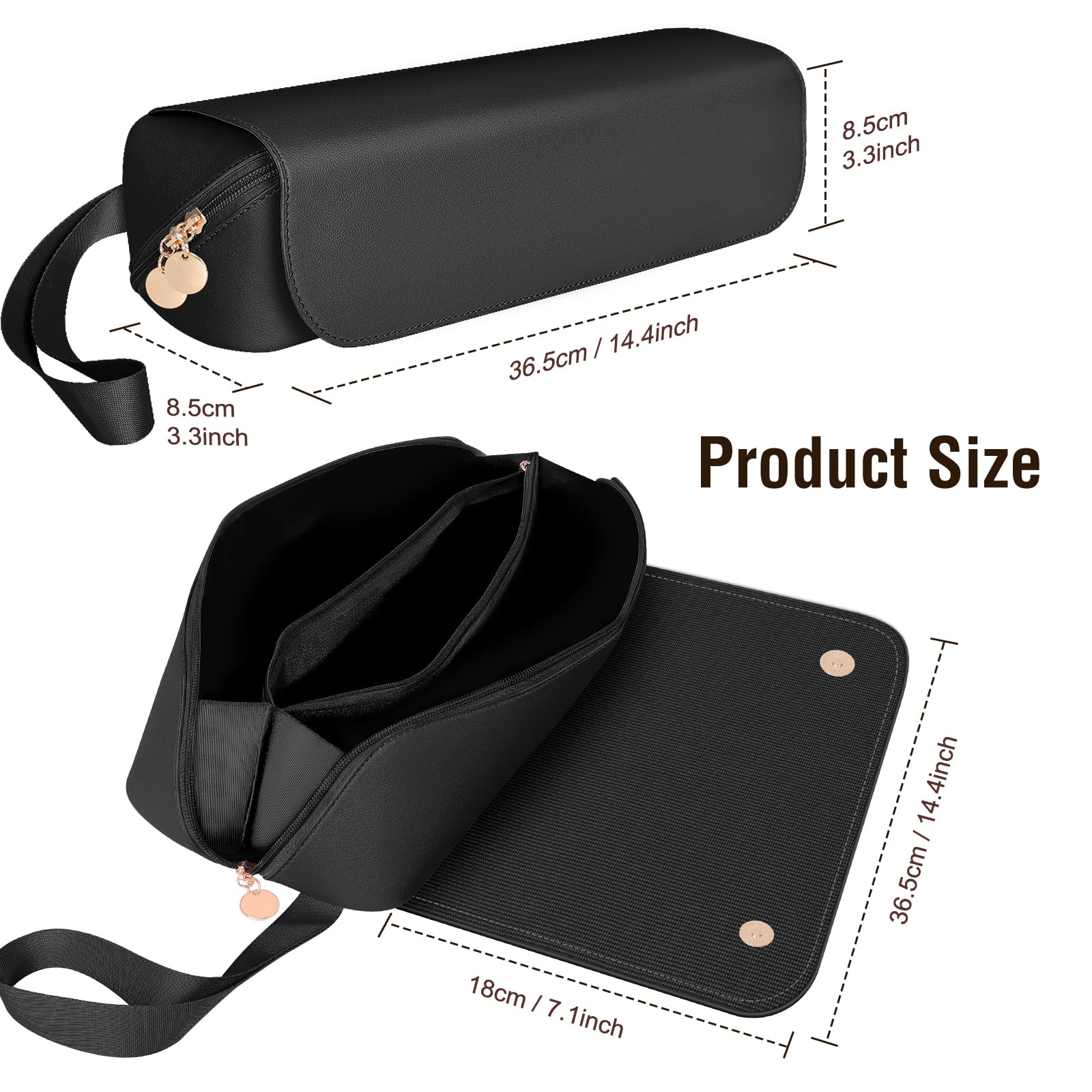SS Hair Tools Travel Bag & Heat Resistant Mat for Hot Styling Tools - Leather Curling Iron Organizer Case for Women's Hair Accessories | Portable Travel Essentials for Blow Dryers, Straighteners & Curling Wands | Perfect for Salon Professionals & On-the-Go Styling