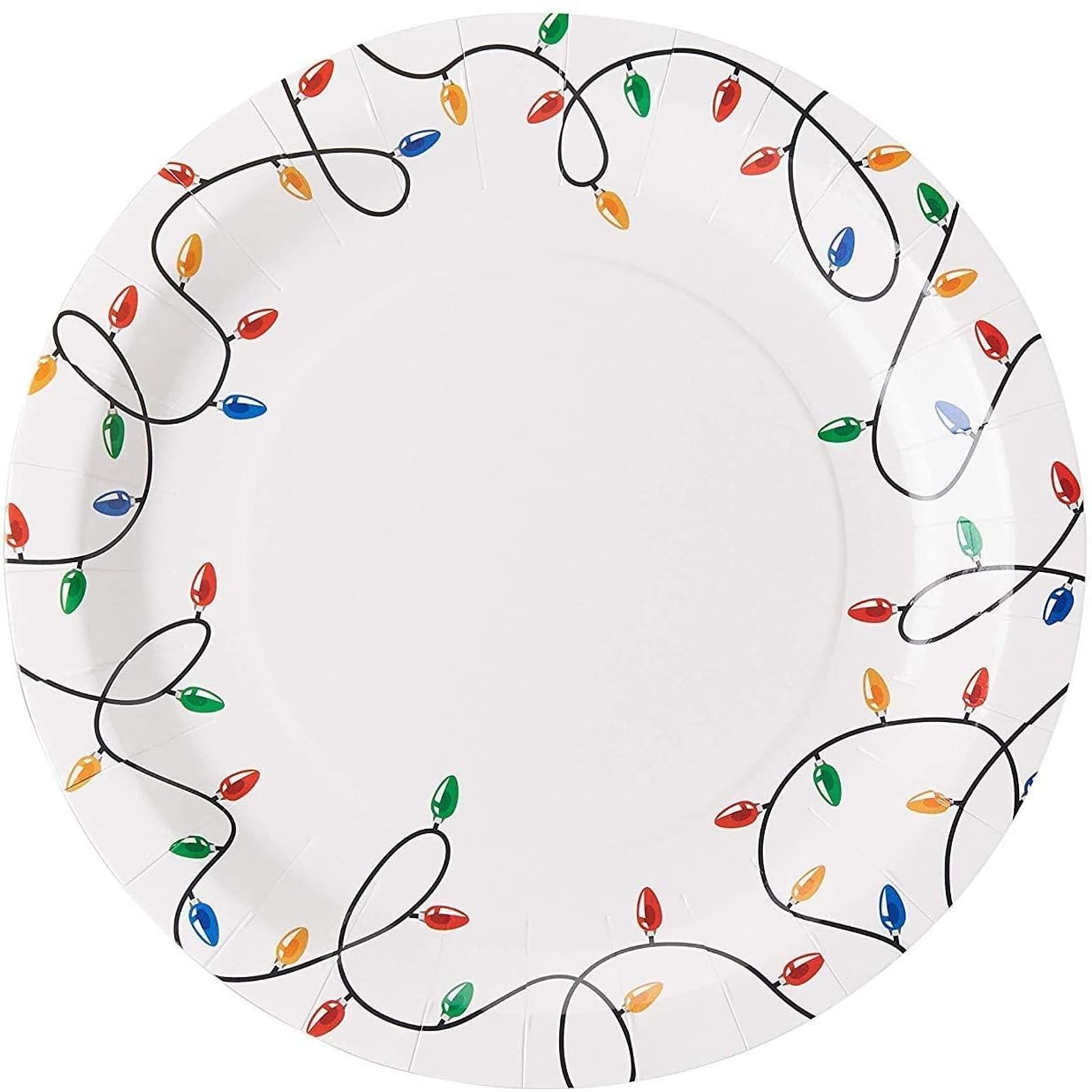 Juvale 80-Count Disposable Paper Plates - 9 Inch Christmas Holiday Party Dinnerware Set, Appetizer & Dessert Plates with Festive Lights Design, White - Perfect for Christmas Parties, Family Gatherings & Holiday Celebrations