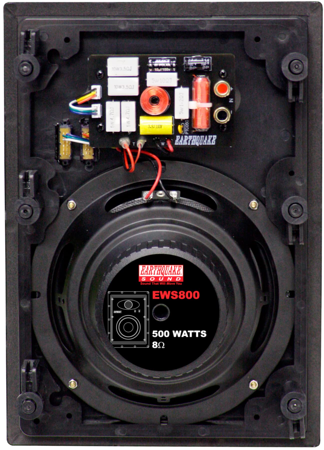 EARTHQUAKE Sound EWS800 Edgeless Series 8-inch In-Wall Speakers (Black, Pair) - High-Quality Home Theater & Surround Sound System for Living Room, Bedroom & Office