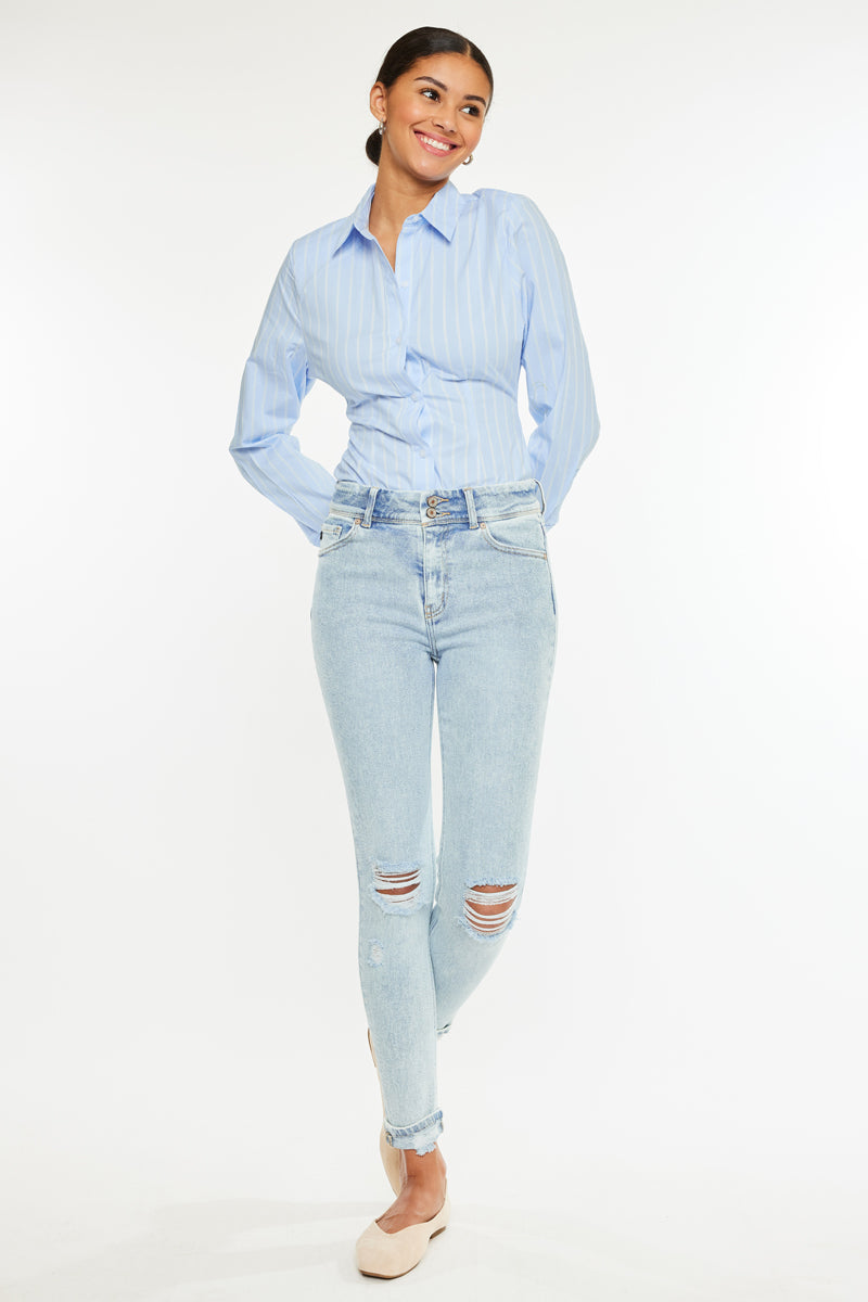 Kendall High Rise Ankle Skinny Jeans for Women - Stretch Denim Pants, Slim Fit, Comfortable & Fashionable - Perfect for Casual Wear, Office & Night Out