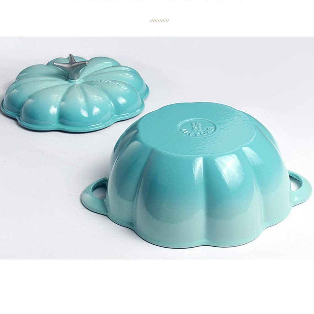 Sooiy 3L Creative Pumpkin Cast Iron Enamel Stew Pot - Thickened Healthy Cookware Casserole for Picnic, Camping & Outdoor Cooking (Orange) - Durable Enameled Dutch Oven for Soups, Stews & Baking