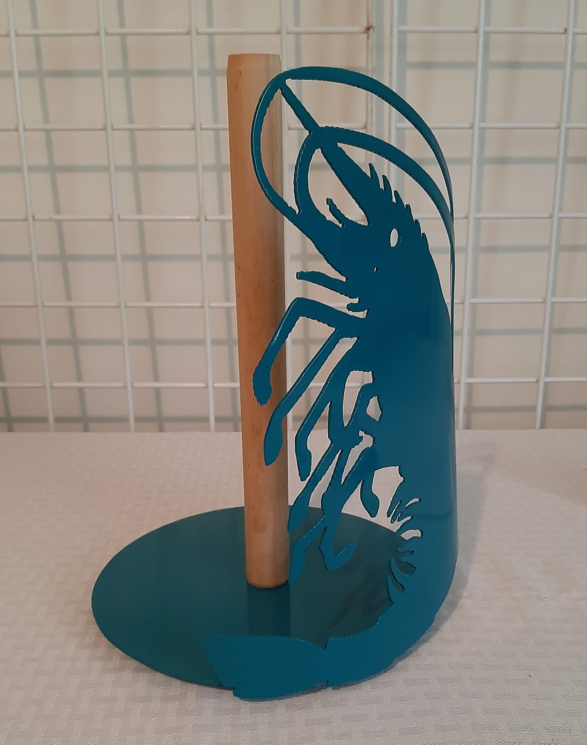 Stainless Steel Shrimp Shaped Paper Towel Holder - Kitchen & Bathroom Decor, Unique Sea Animal Theme for Coastal Home Decor