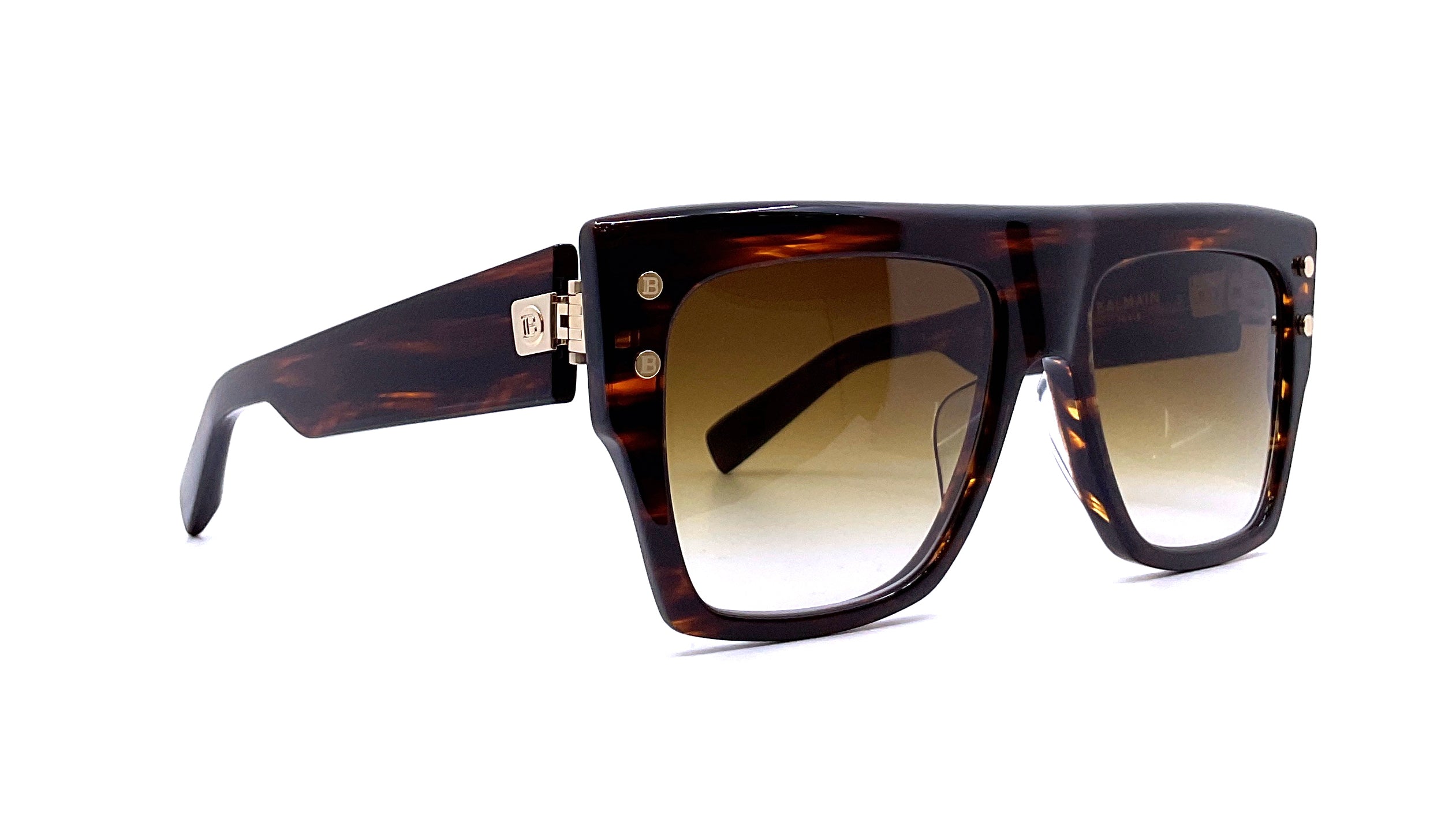 Balmain B I Sunglasses - Dark Brown & Gold Frames - Luxury Fashion Shades for Men & Women - Perfect for Outdoor Activities & Travel
