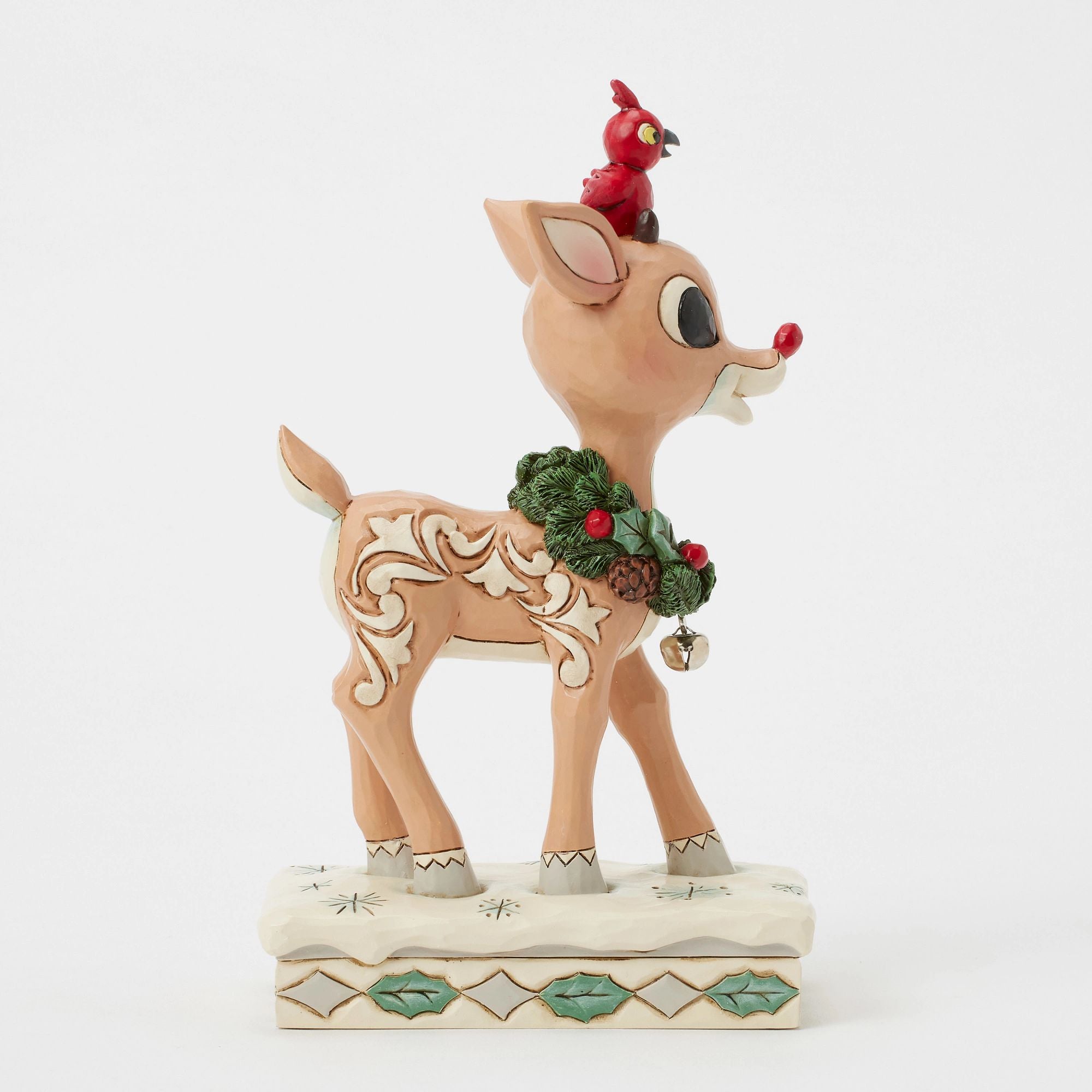 Woodland Rudolph with Red Bird - Handmade Christmas Decoration for Holiday Tree & Home Decor - Perfect for Festive Gifts & Winter Wonderland Displays