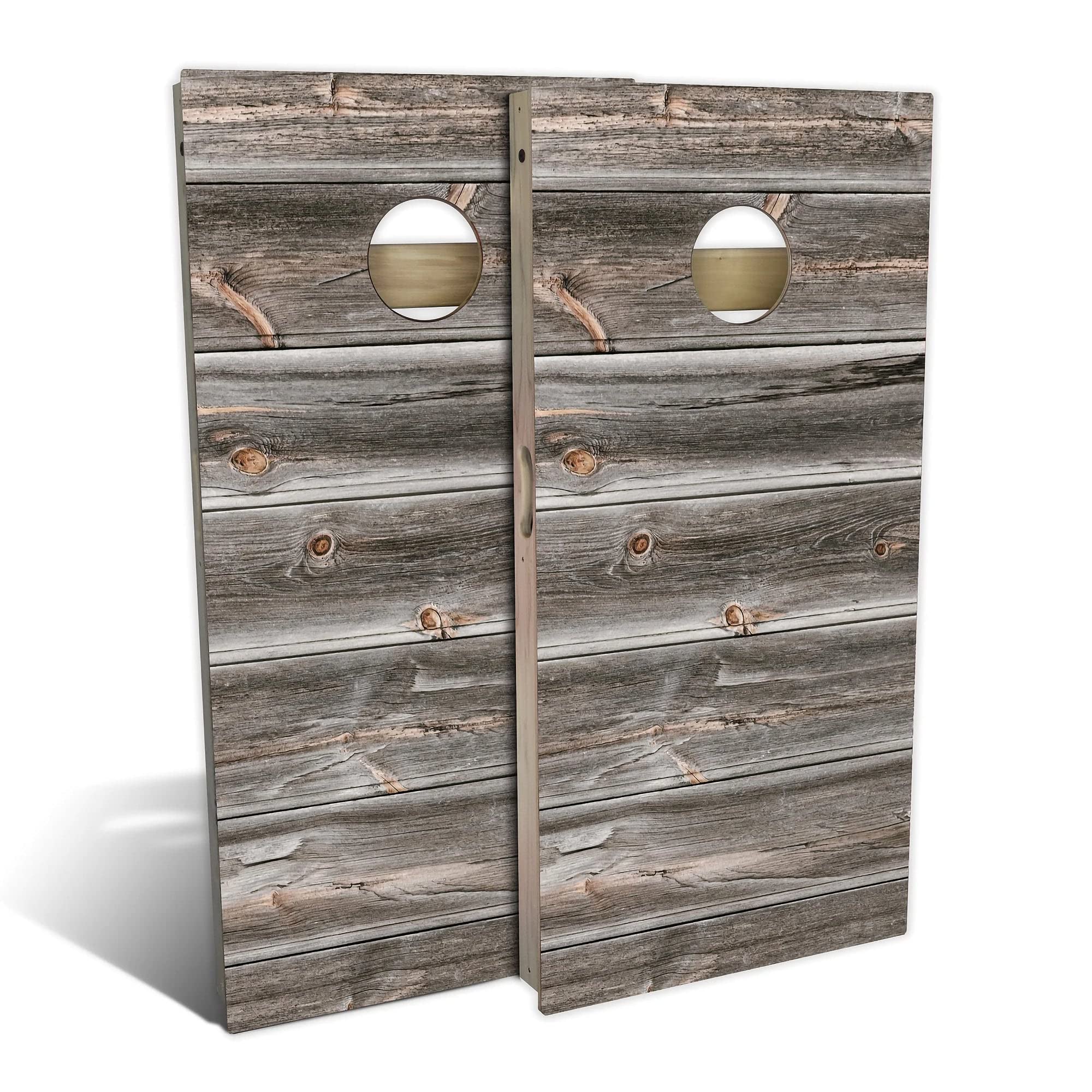 Premium Weathered Cornhole Boards Set - 2 Wooden Boards & 8 Bean Bags - Custom Size & Accessories for Backyard Games, Tailgating, and Outdoor Parties