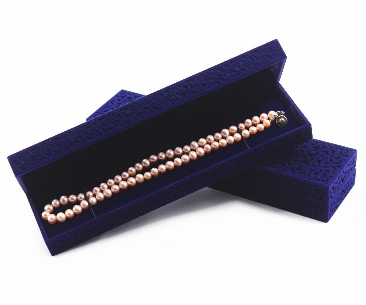 Velvet Jewelry Box for Necklace & Bracelet Storage - Gift Display Case for Long Chains