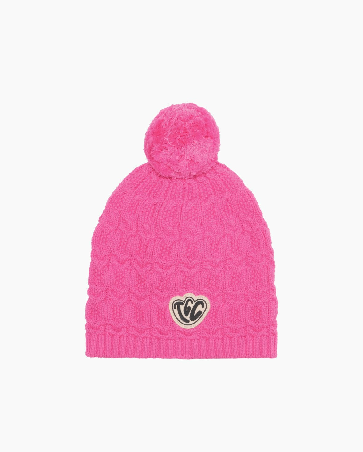 TGC Lace Knit Pom Pom Beanie - Bubblegum Pink Winter Hat for Women, Soft Warm Chunky Knit Slouchy Beanie with Faux Fur Pom, Cute Casual Winter Accessory for Cold Weather, Outdoor Activities & Fashion Outfits