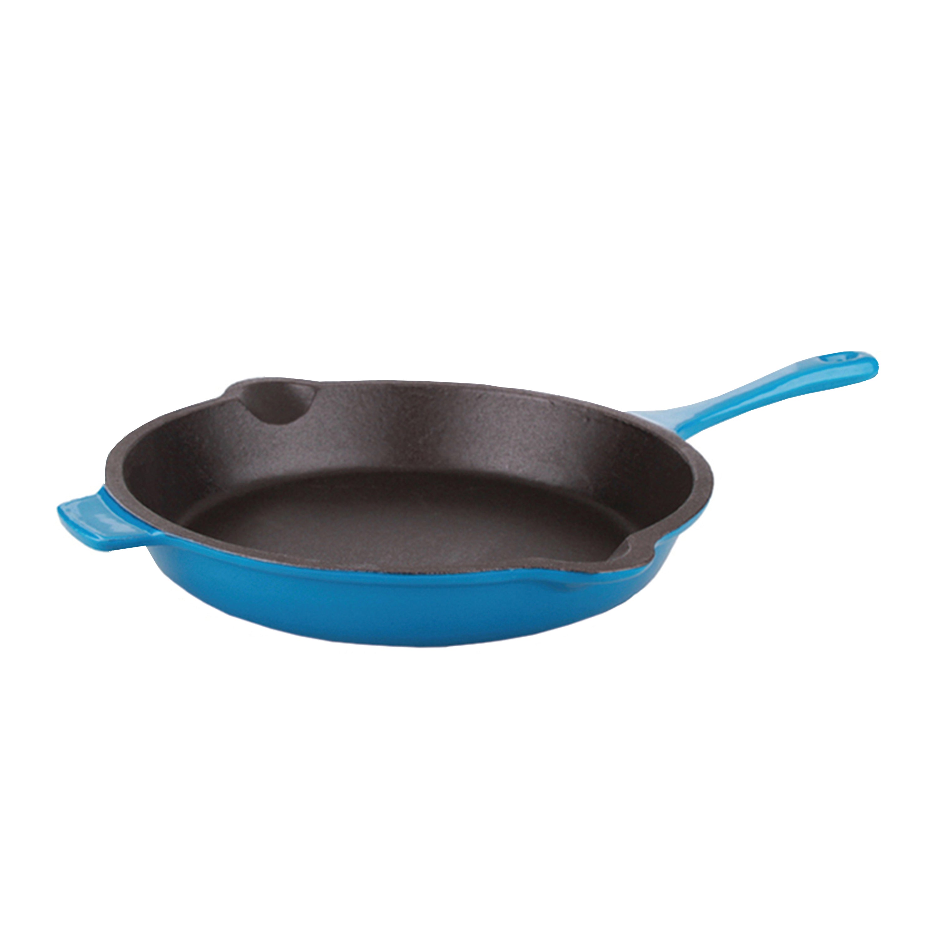 BergHOFF Neo 5-Piece Cast Iron Cookware Set with Slotted Steak Press - Blue Enameled Dutch Oven & Skillet - Perfect for Searing, Braising & Grilling Steaks at Home