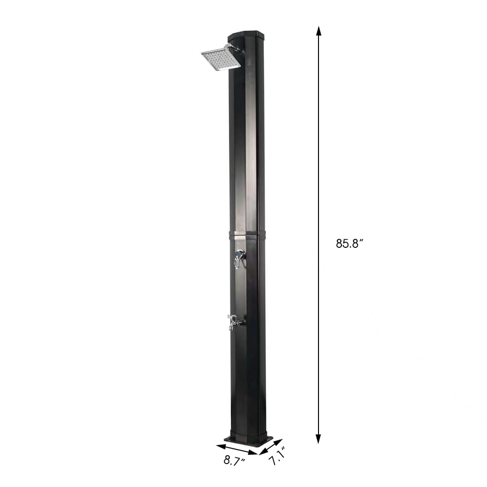 Solar Heated Outdoor Shower - 9.3 Gallon Portable Camping Shower with Adjustable Shower Head & Foot Tap - Perfect for Garden, Backyard, Poolside, Beach, RV & Camping (Black)