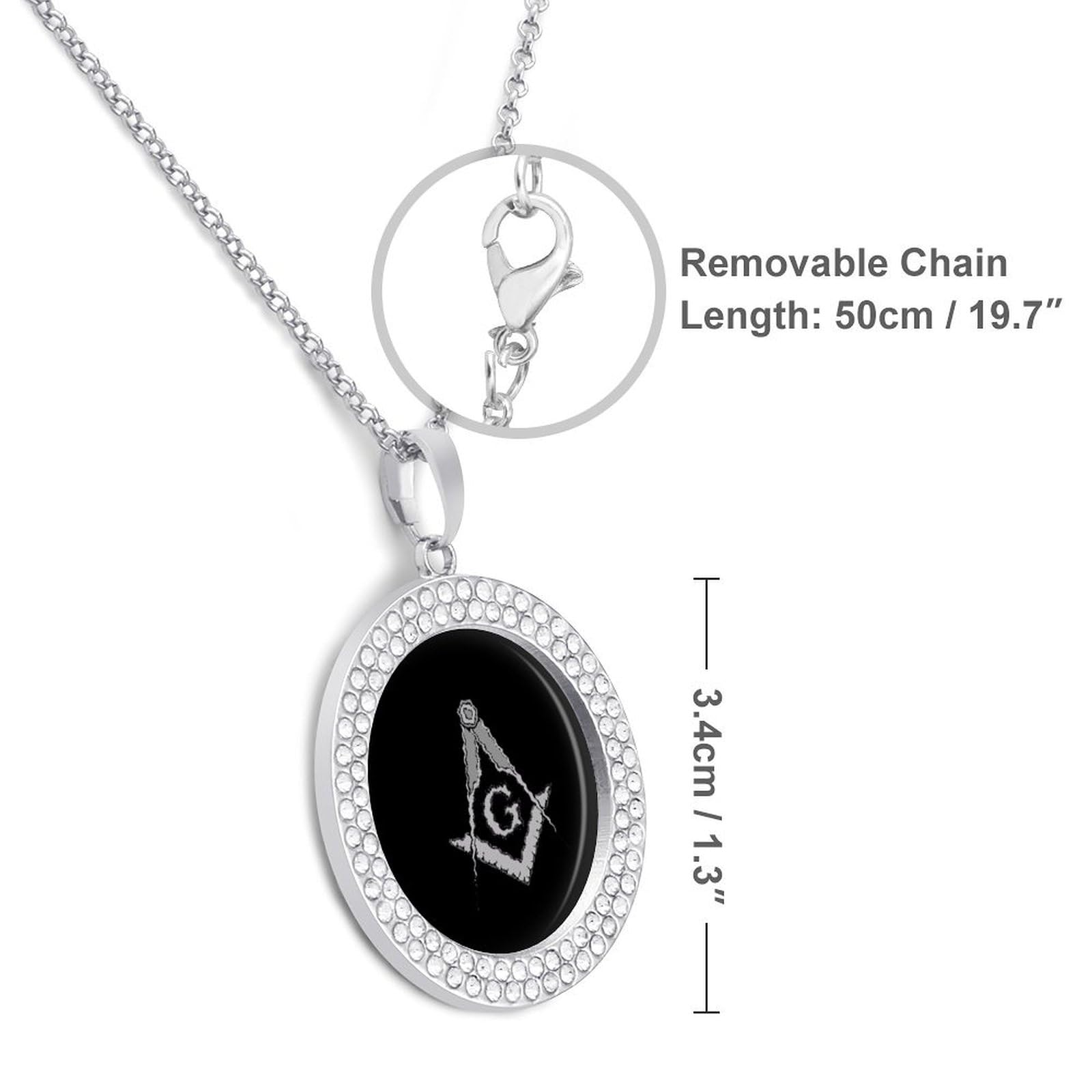 Freemason Sign Multicolored Diamond Necklace - Circle Pendant Jewelry for Women, Masonic Gift for Sisters, Wives & Girlfriends - Perfect for Special Occasions & Everyday Wear