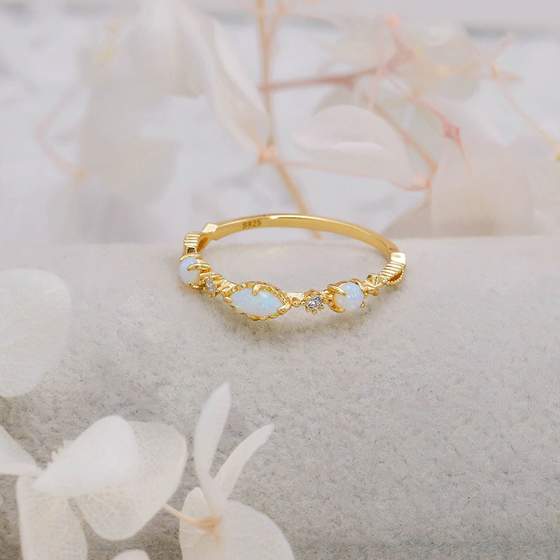 14K Gold Opal Lace Ring - Elegant Libra Birthstone Jewelry for Women | Perfect Gift for Birthday, Anniversary & Special Occasions