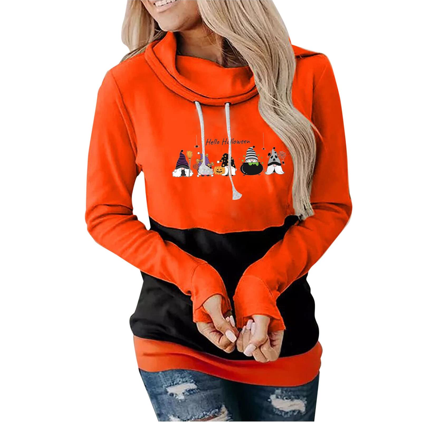 Women's Halloween Graphic Print Hoodie Dress - Long Sleeve Zipper Pullover Sweater with Round Neck | Fun & Cozy for Halloween Parties, Costume Events & Casual Wear