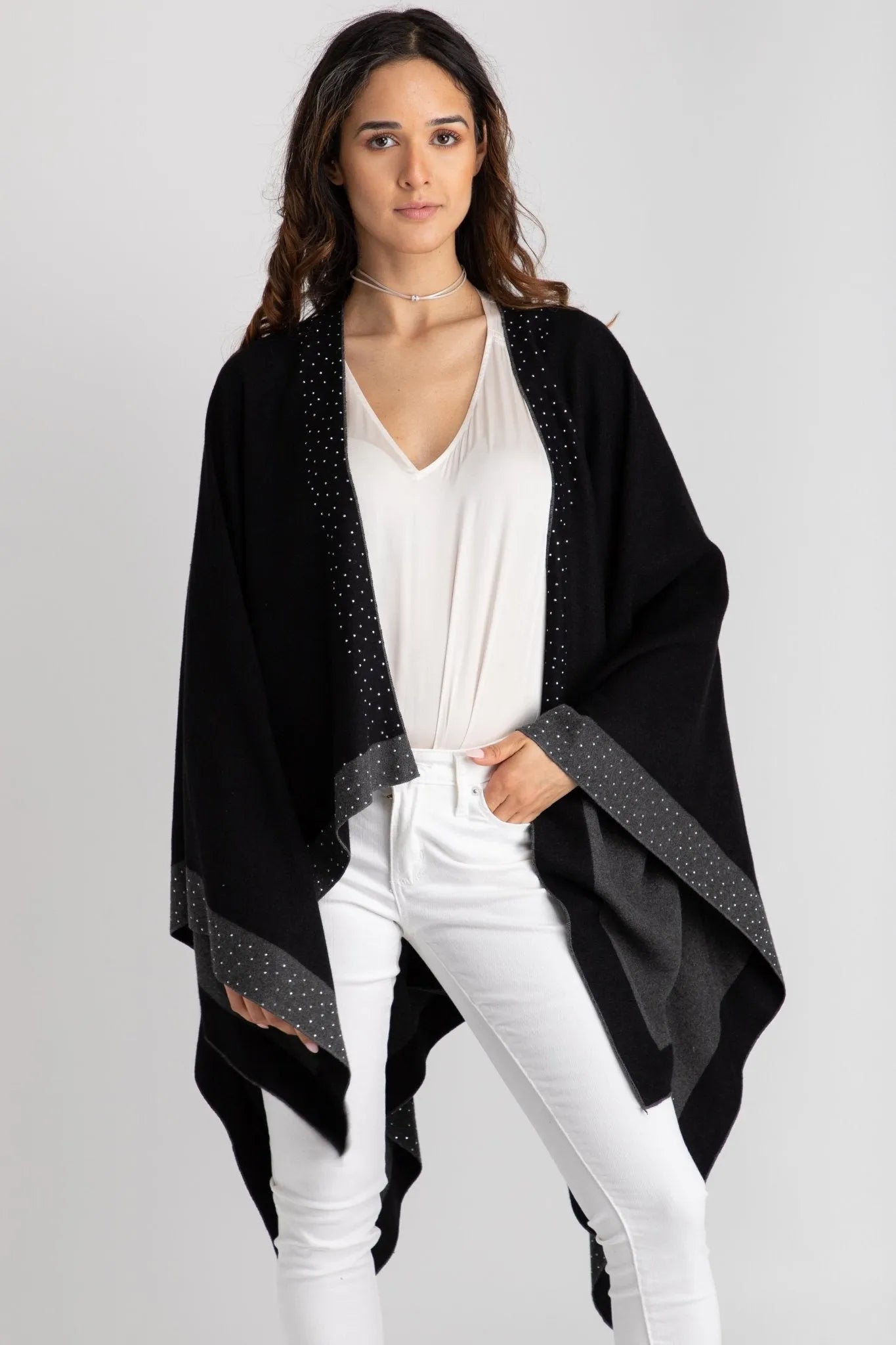 Elegant Sparkle Border Kimono Robe for Women - Perfect for Weddings, Parties & Special Occasions