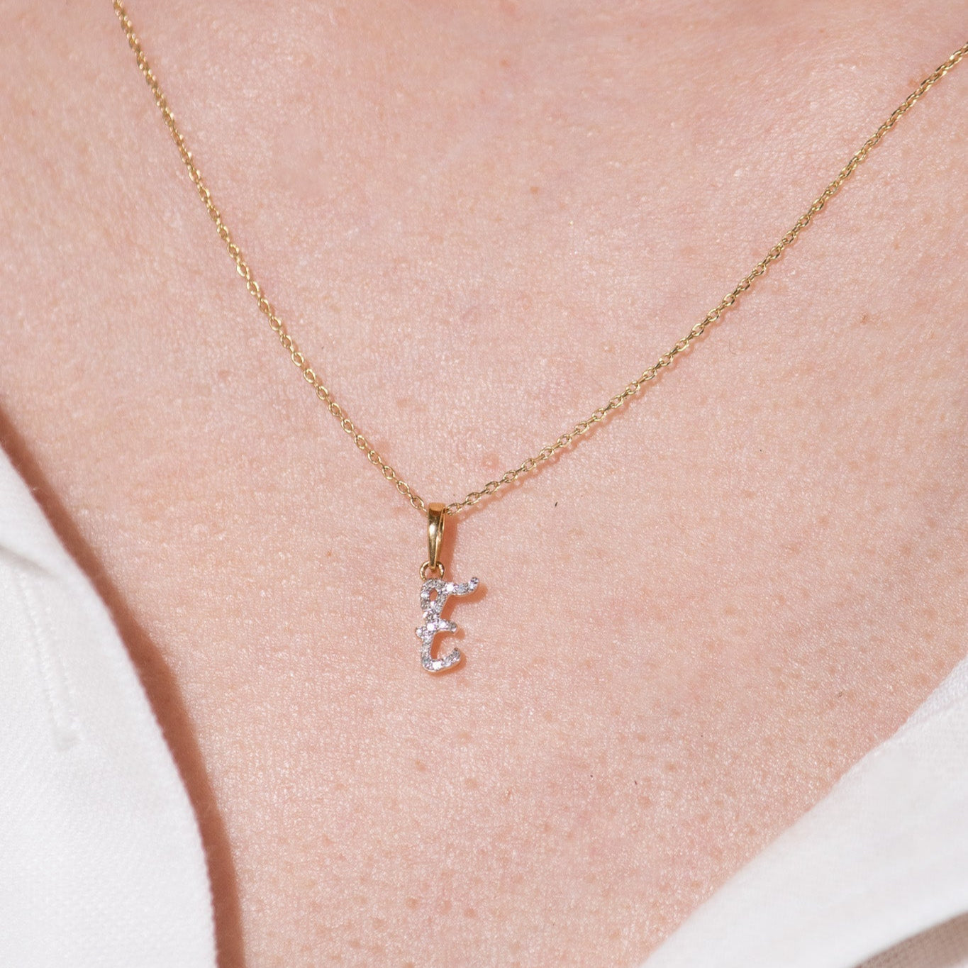 14K Solid Yellow Gold Cursive Diamond Initial Necklace - Personalized Name Jewelry for Women, Gift for Her, Birthday, Anniversary, Valentine's Day