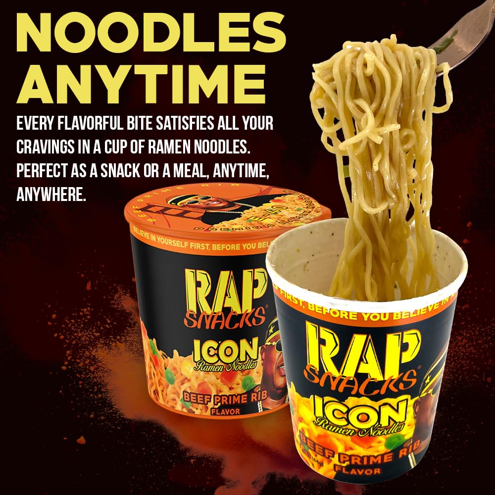 Rap Snacks Creamy Chicken Gumbo ICON Ramen Noodles - Master P Pack of 12 - Instant Noodles for Quick Meals, Snacks & Emergency Food Supply