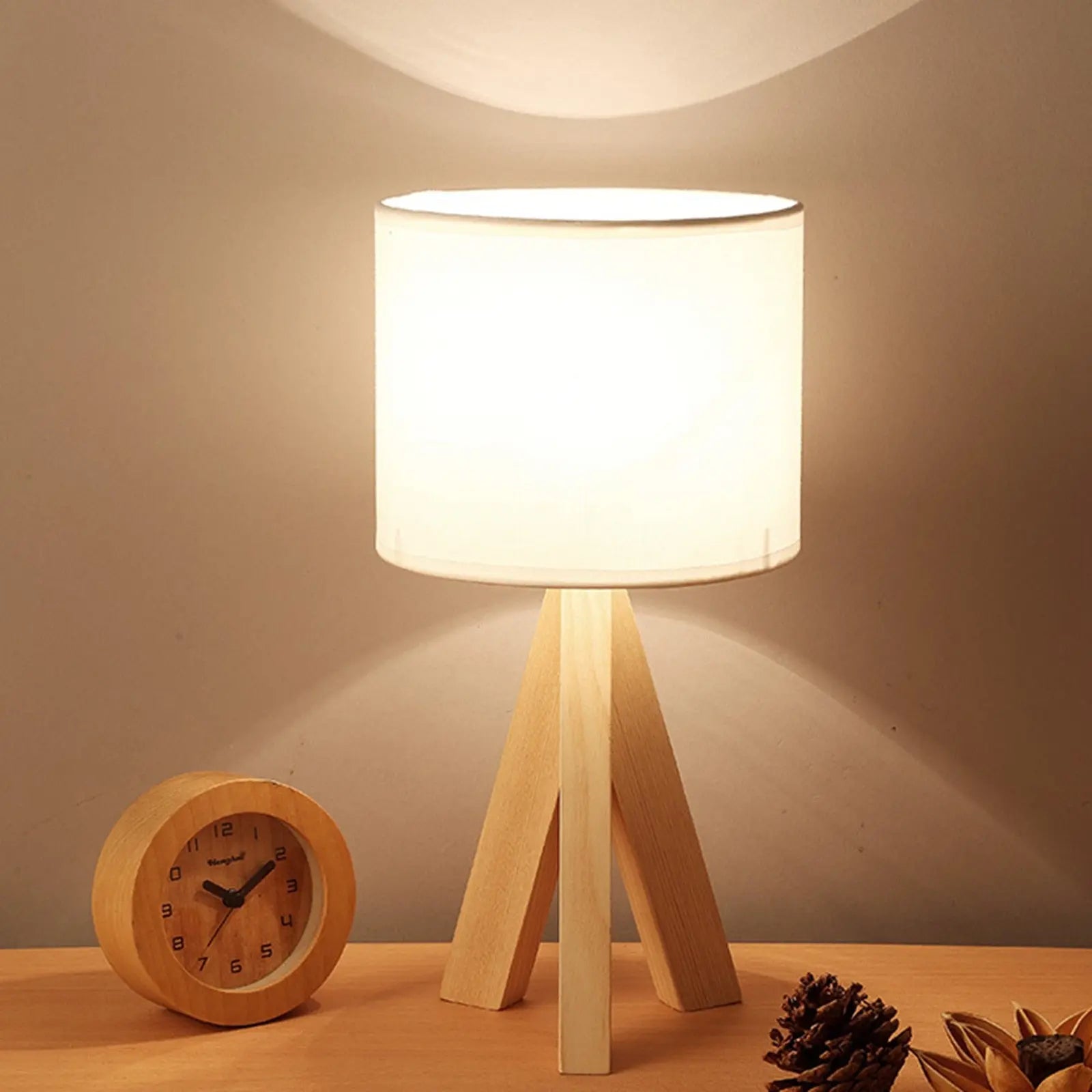 Hugo Wooden Bedside Lamp - Modern Nightstand Light for Bedroom, Living Room & Office - Warm White LED Reading Light with USB Port & Touch Control - Perfect for Night Reading, Relaxing & Decor