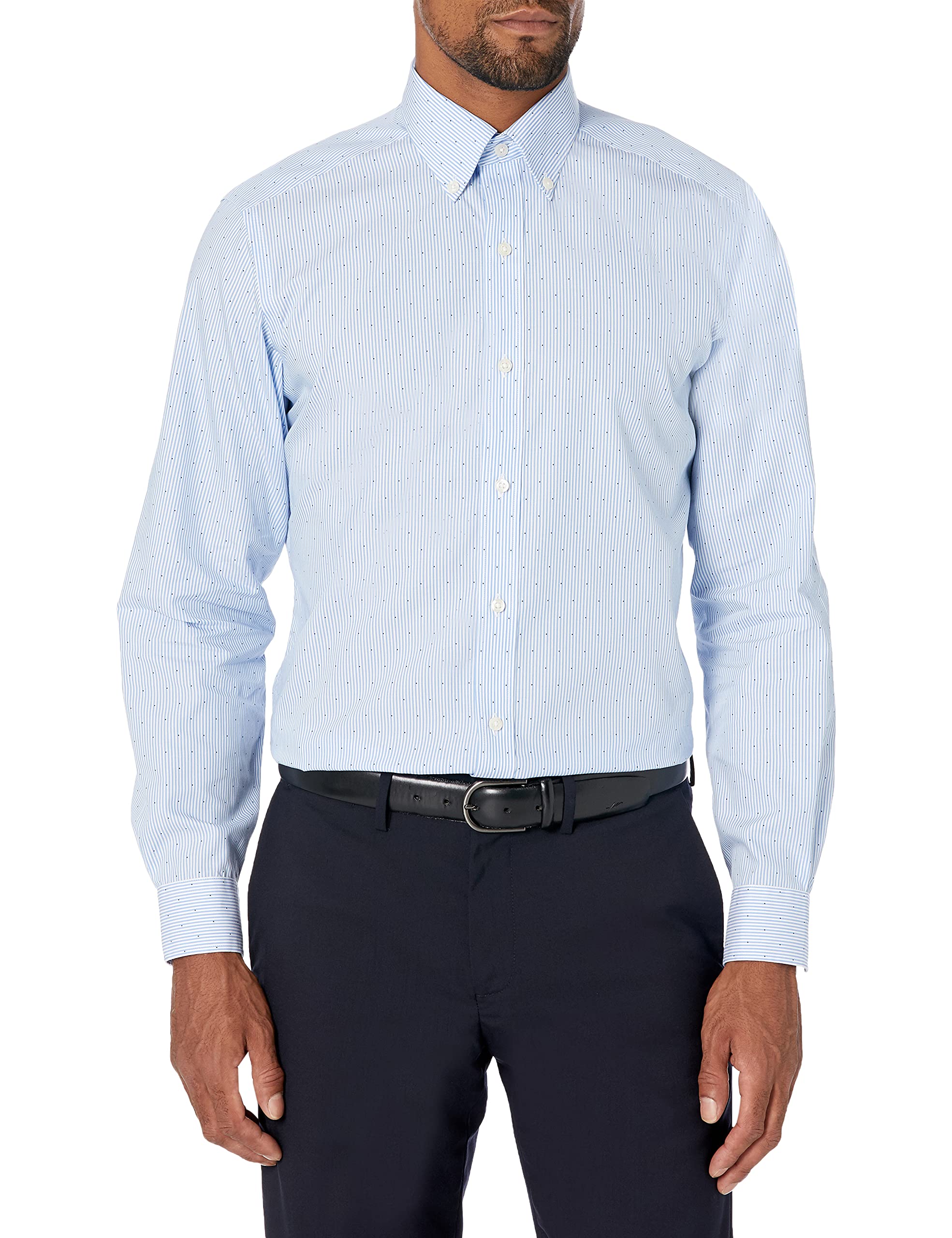Men's Tailored Fit Button-Down Collar Dress Shirt - Classic Pattern for Business & Formal Occasions